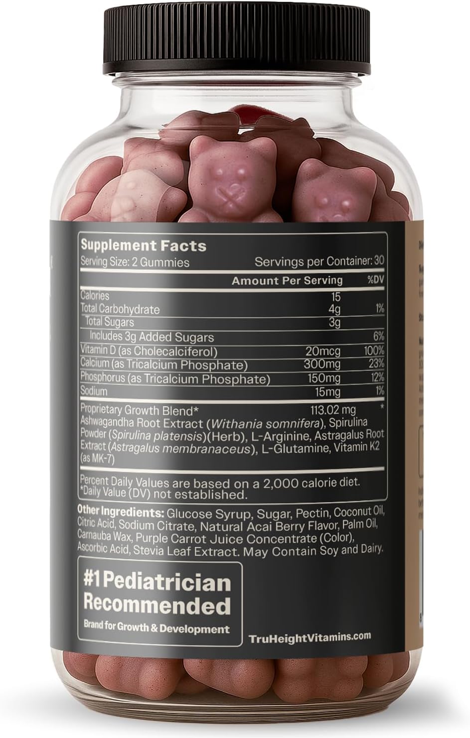 TruHeight Growth Gummies (Watermelon) Tall Nutrition for Natural Growth Supplement for Kids & Teens - Vitamin D, K, Calcium & Ashwagandha