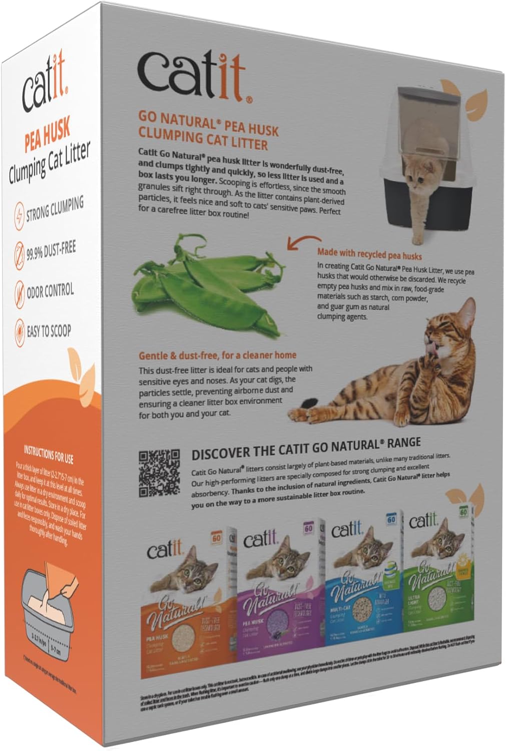Catit Go Natural Pea Husk Clumping Cat Litter, 12.3 lb, Natural