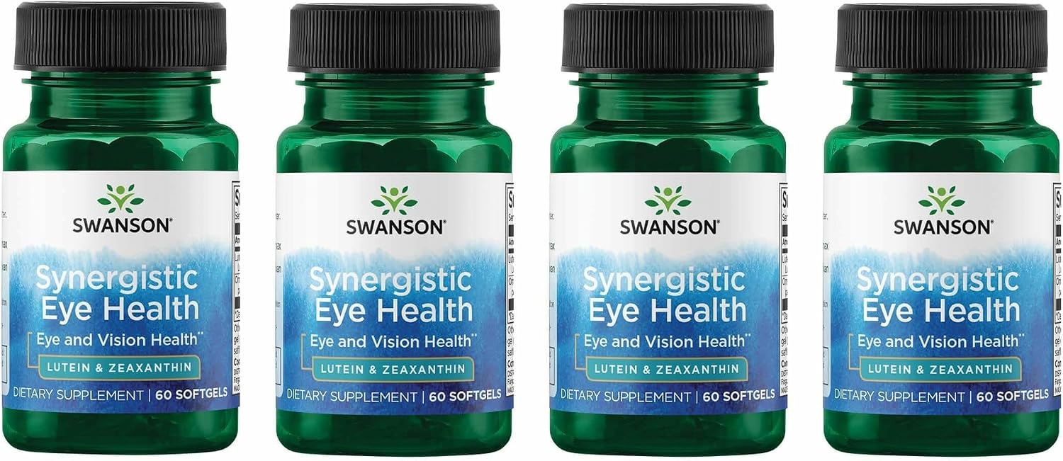 Swanson Synergistic Eye Health, Lutein 20 mg Zeaxanthin 2 mg, 60 Softgels | Synergistic Eye Health with Lutein 20 mg and OmniXan Zeaxanthin 2 mg to Protect the Retina and Macula from Blue Light
