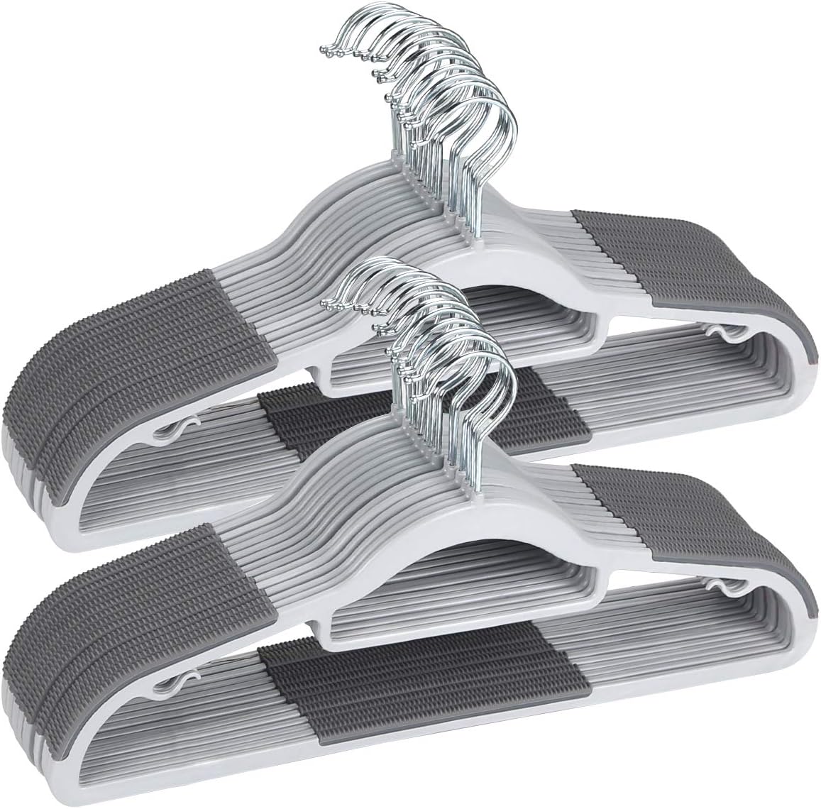 Plastic Hangers 50 Pack Heavy Duty Dry Wet Clothes Hangers with Non-Slip Pads Space Saving 0.2" Thickness Super Lightweight Organizer