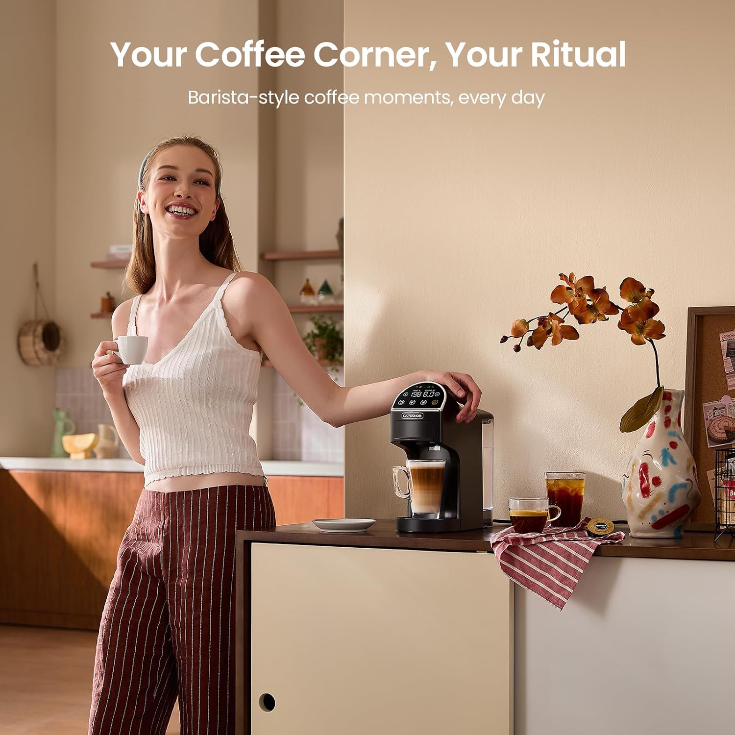 Magician2 5-in-1 Mini Coffee Maker & Machine | 20 Bar, LED Touch, 42oz Tank | Fits K Cup/Nespresso/Dolce Gusto & ESE Pods, Touchscreen & Pods Recognition, Adjustable Temp/Volume, For Kitchen/Office/Dorm