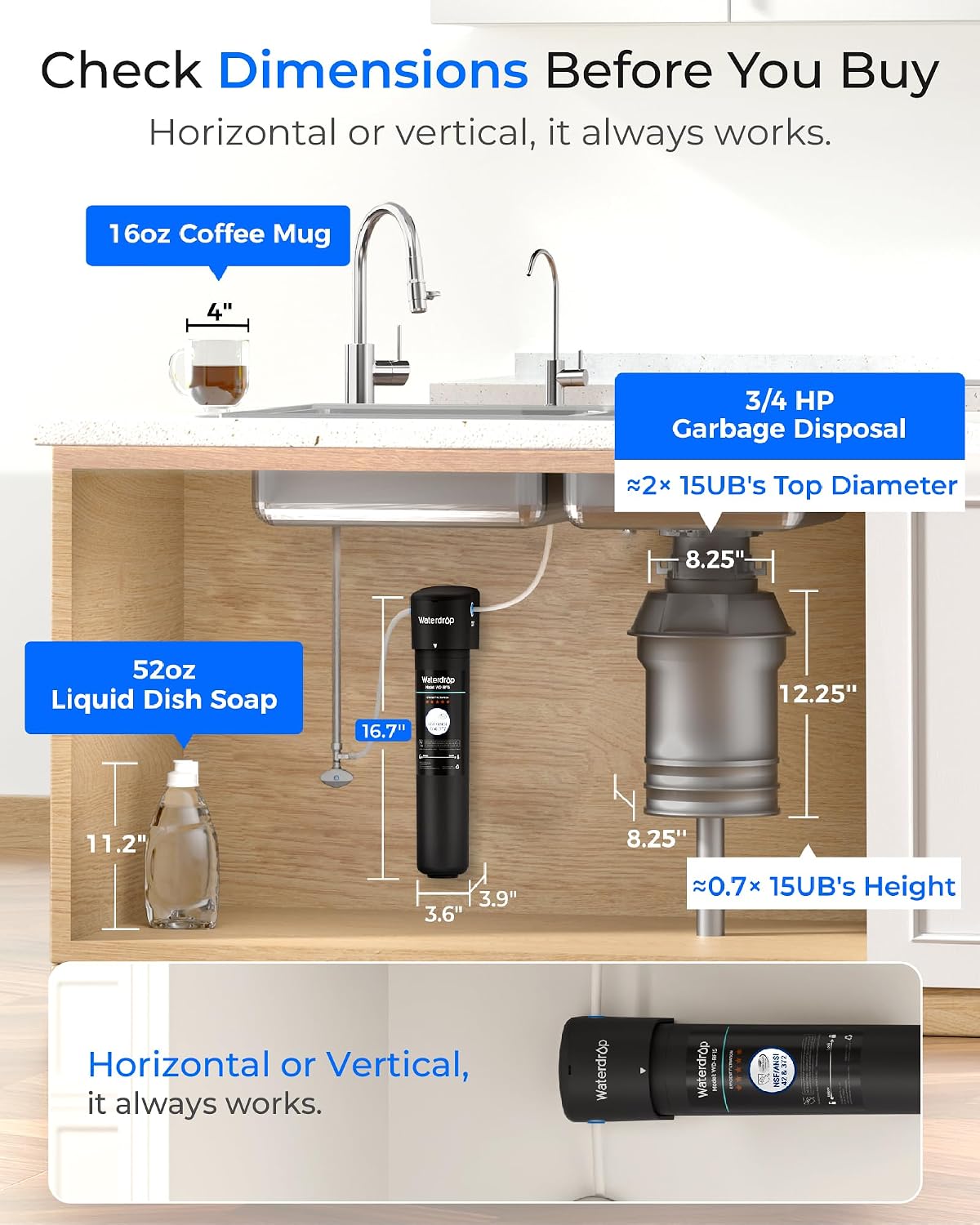Waterdrop 10UB Under Sink Water Filter System with Dedicated Faucet