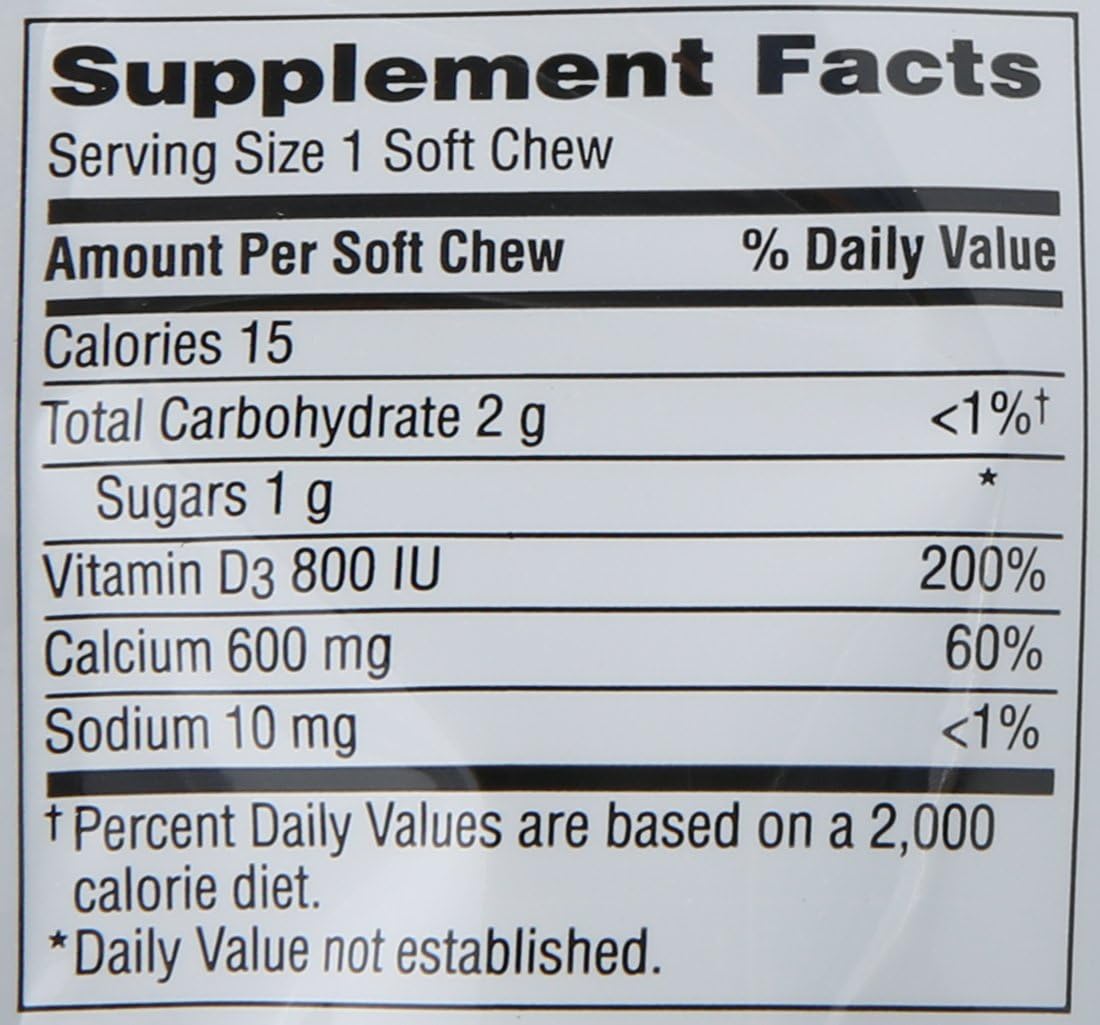 Caltrate Soft Chews 600 Plus D3 Calcium Vitamin D Supplement, Chocolate Truffle - 60 Count