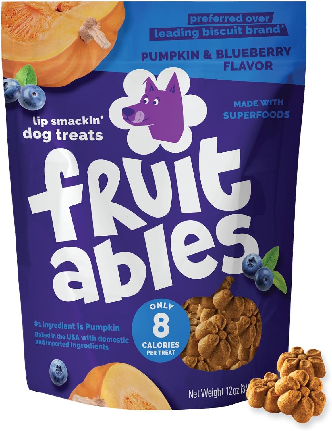 Fruitables Baked Dog Treats, Low Calorie Treats, Pumpkin & Banana, 7oz | Healthy Dog Treats, Training Treats, Crunchy Dog Biscuits, Limited Ingredient Recipe, Healthy Puppy Snacks, Made in USA