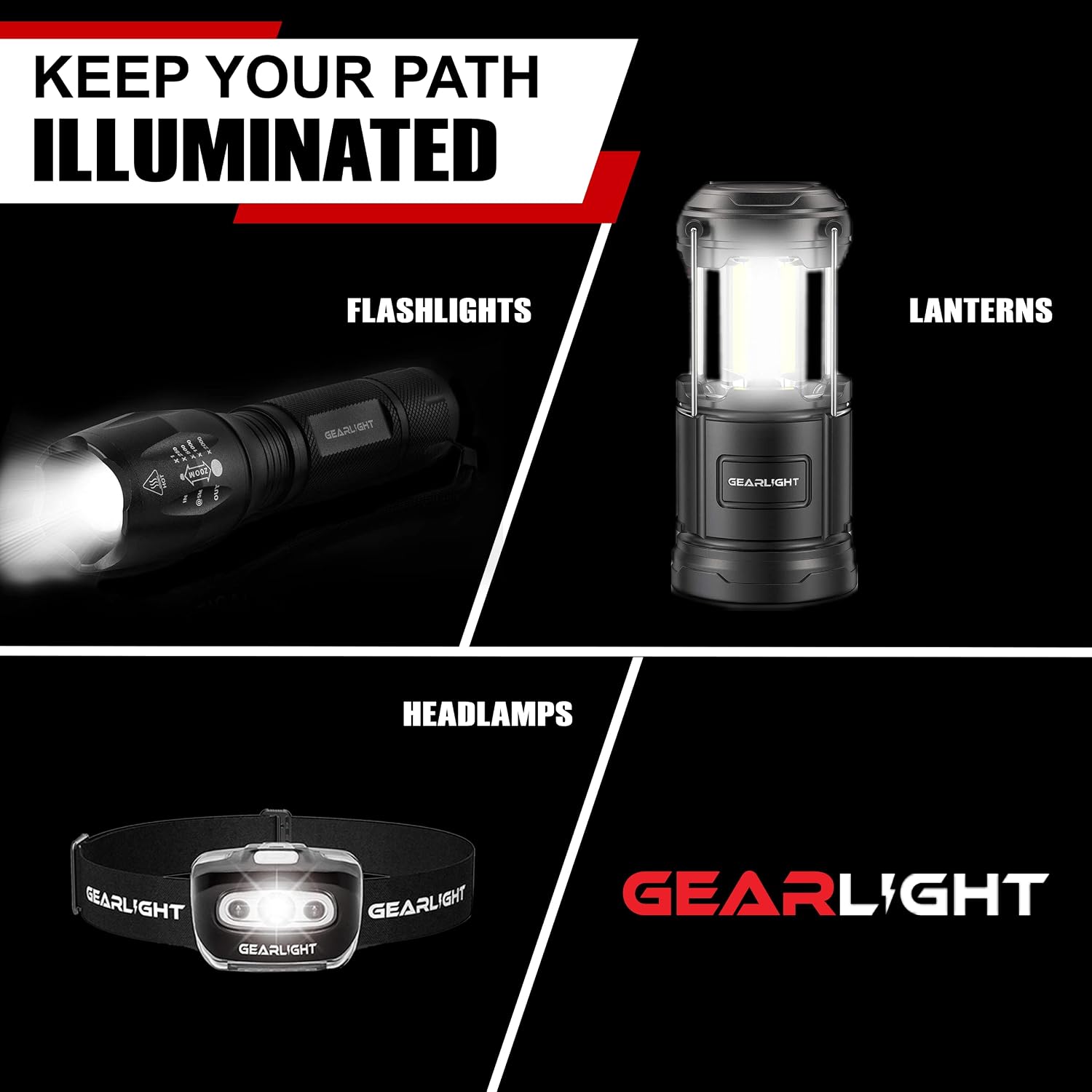 GearLight S1050 LED Flashlight High Lumens - for Camping, Hiking