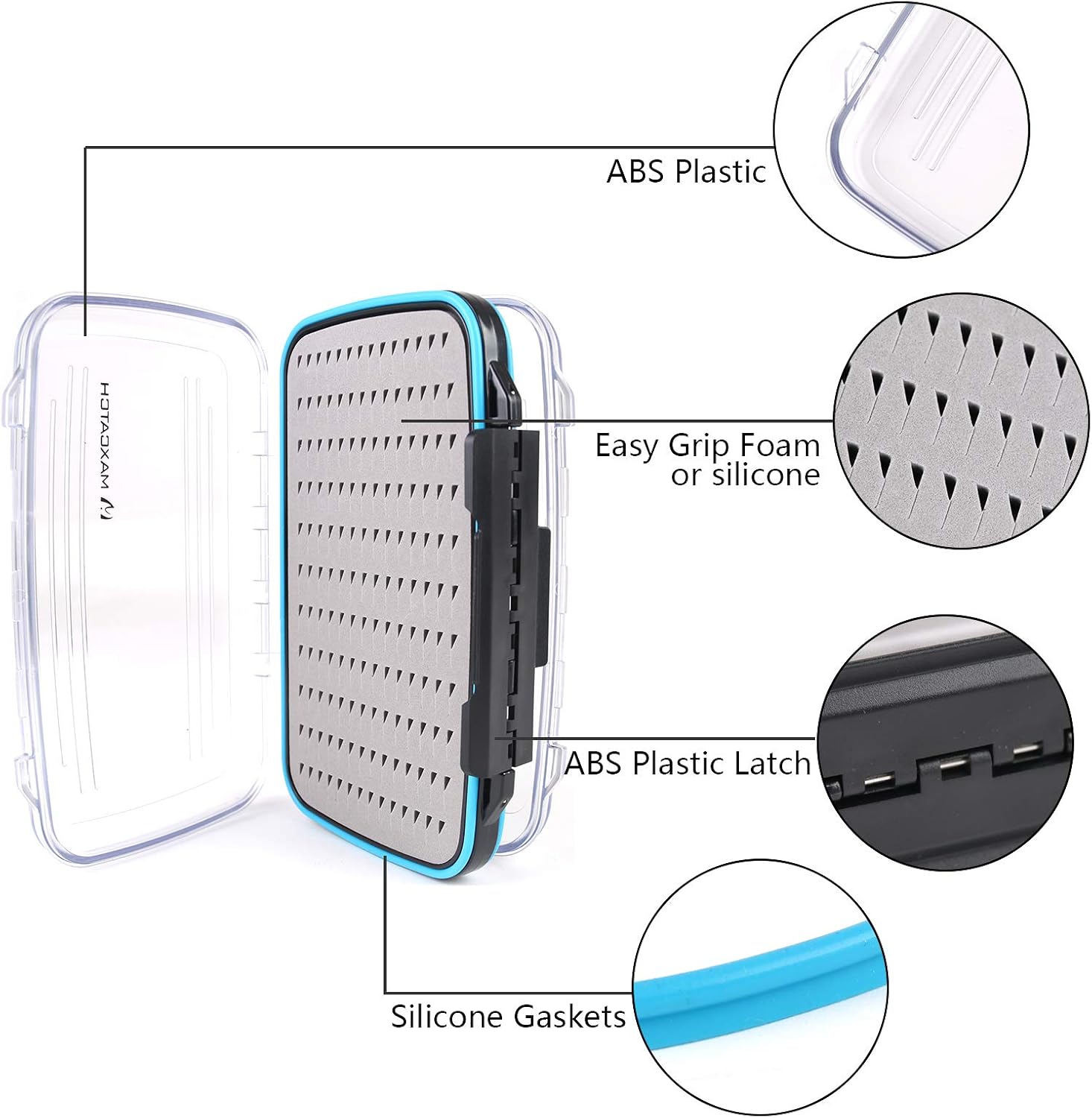 Maxcatch Waterproof Double-Sided Fly Box - Lightweight & Durable Fly Fishing Box with Clear Lid & Easy Grip Foam for Dry & Wet Flies Storage