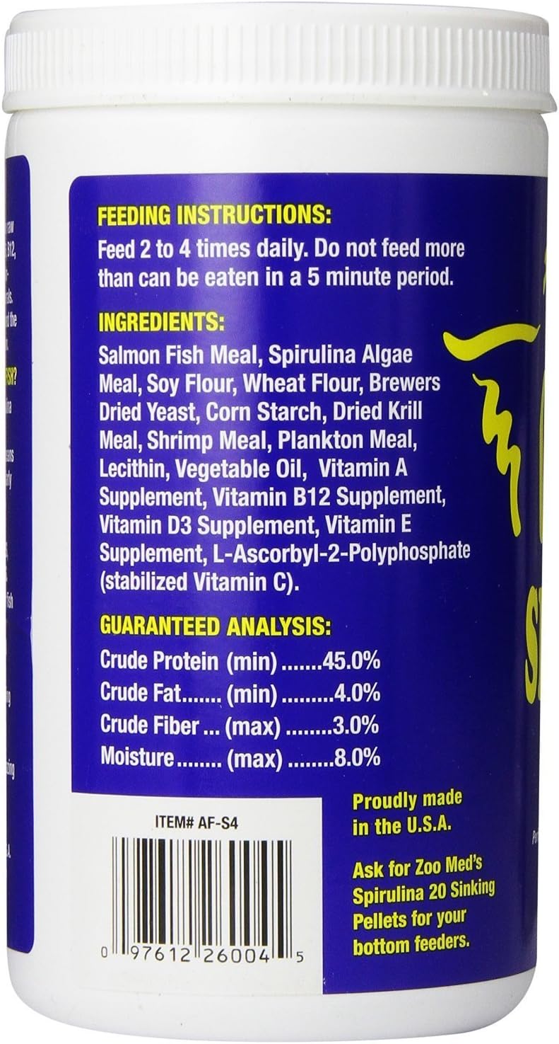 Zoo Med Spirulina 20 Flake Fish Food, 4-Ounce (3 Pack)