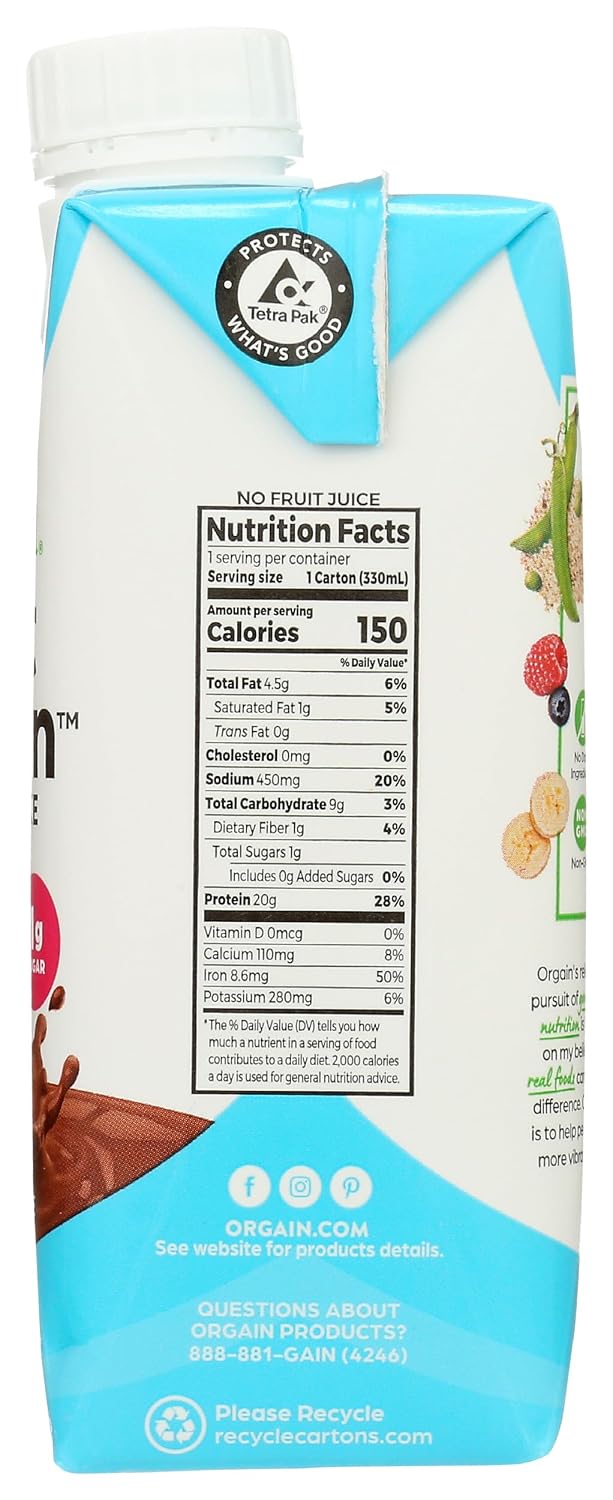 ORGAIN Organic Creamy Chocolate Fudge Drink, 11 FZ