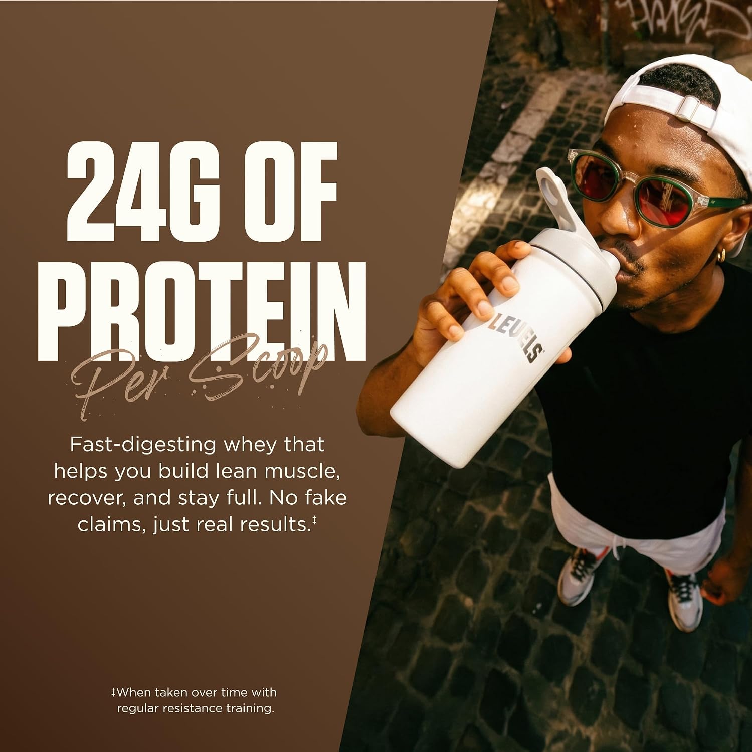 Levels Whey Protein Powder, No Artificial Ingredients, Pure Chocolate, 5LB | 24G of Protein, 5.4G BCAAs, Clean Ingredients, Hormone Free Dairy, No Fillers, No Added Sugar, No Junk