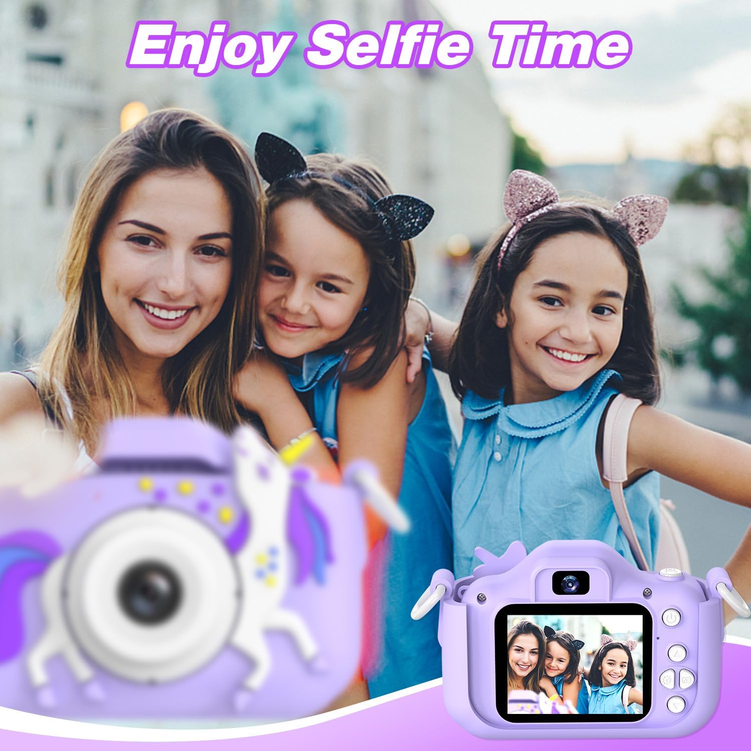 Goopow Kids Camera Toys for 3-8 Year Old Girls Boys,Children Digital Video Camcorder Camera with Cartoon Soft Cover, Best Chritmas Birthday Festival Gift for Kids