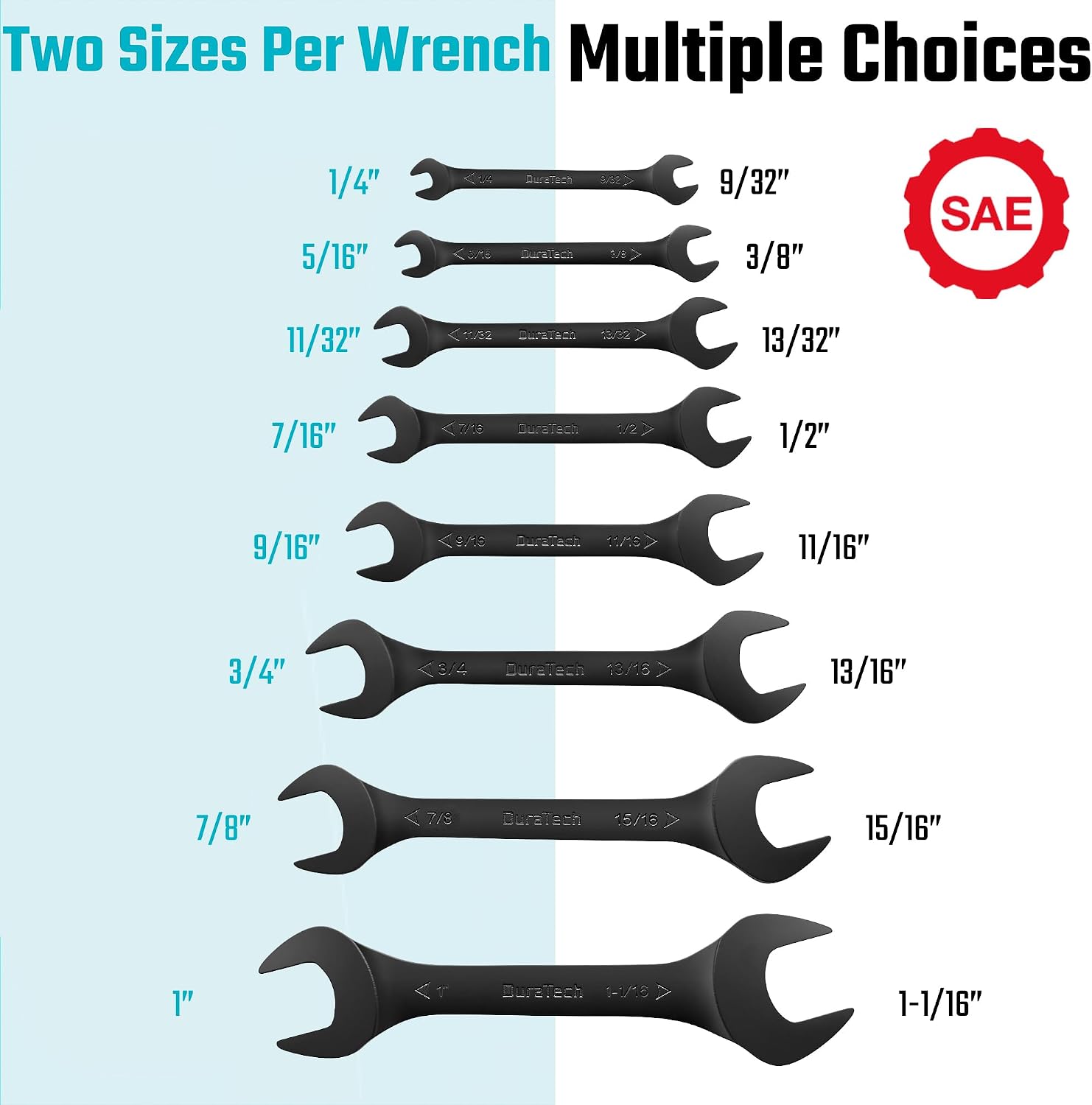 DURATECH Super-Thin Open End Wrench Set, 8-Piece, Metric