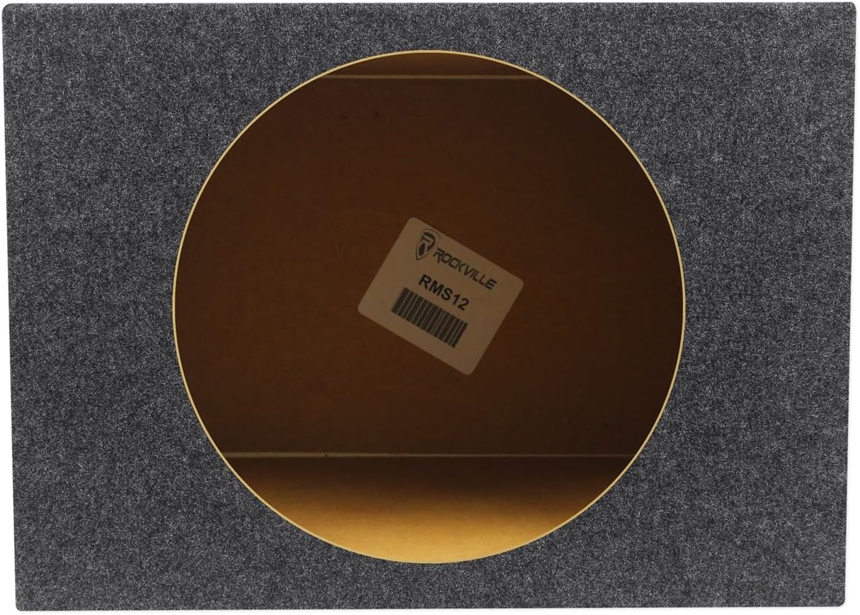 Rockville RMS12 Single 12" Sealed 1.6 Cu Ft Car Sub Enclosure Box, 3/4" MDF | Made in USA, Gold Spring-Loaded Terminals, Glued and Stapled Joints