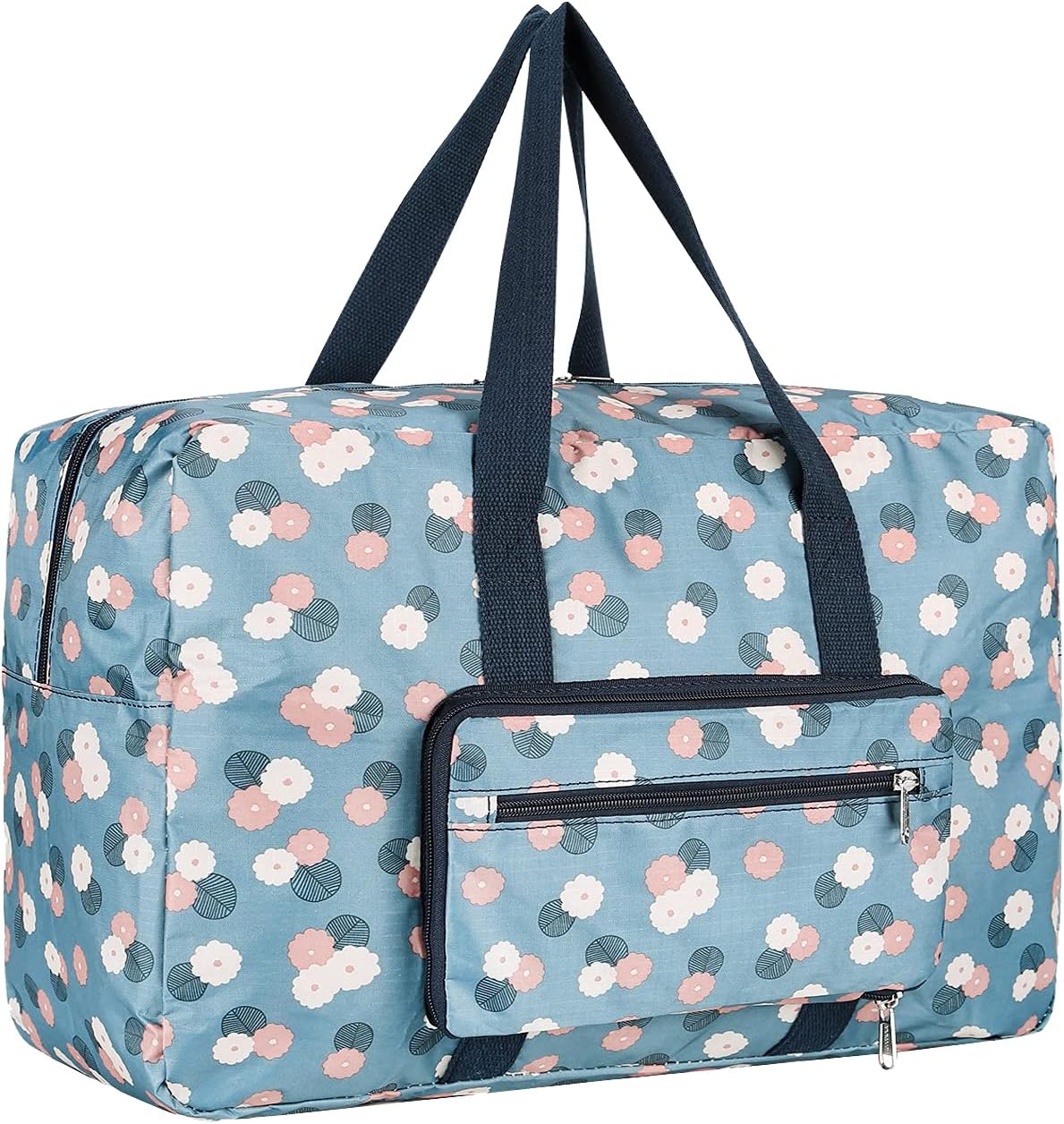 Travel Foldable Waterproof Duffel Bag - Lightweight Carry on Luggage Tote Duffel Bag(Black Floral)