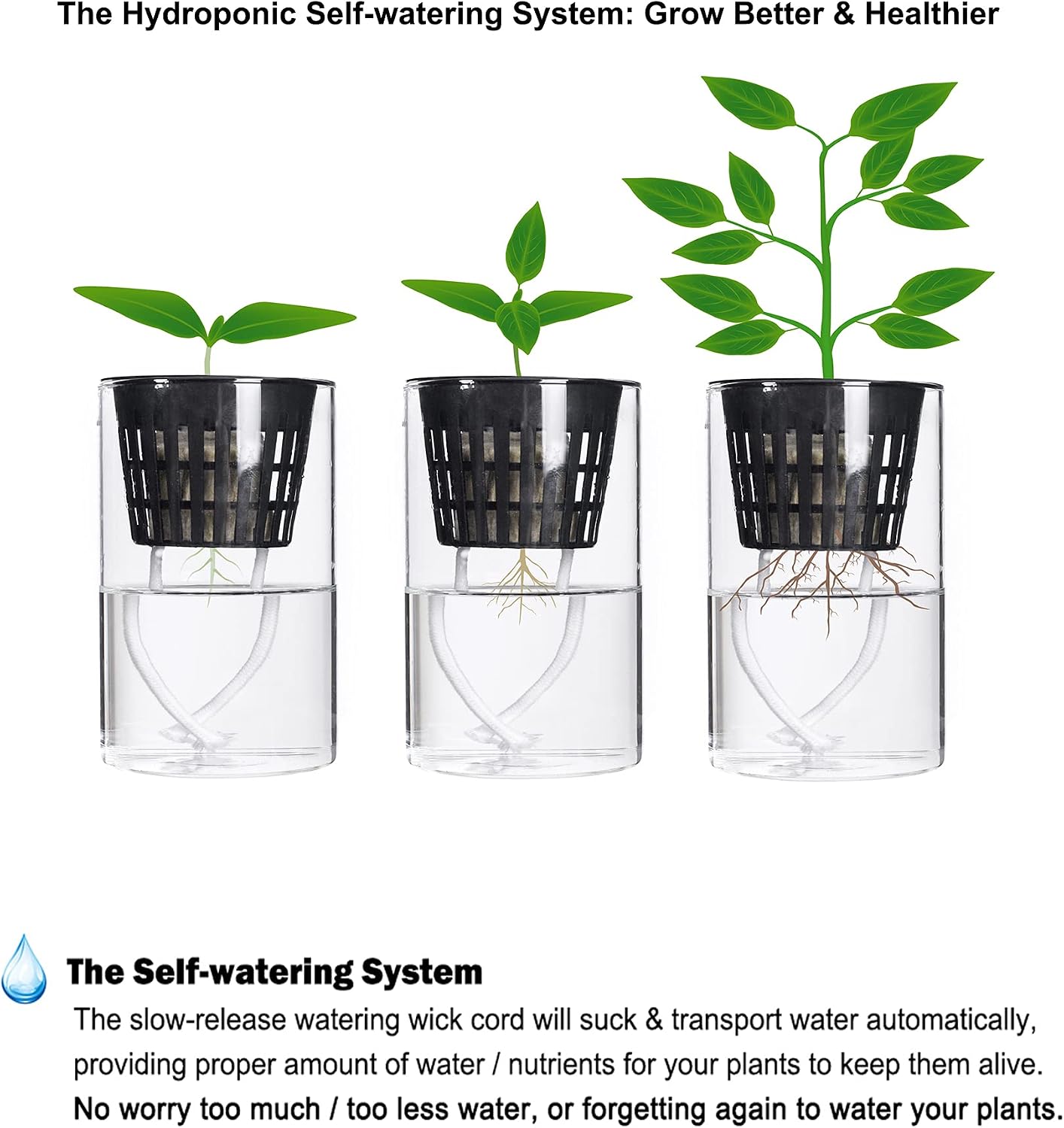 ORIMERC 30 Pack 3 inch Net Cup Pots with 30 feet Hydroponic Self Watering Wick & 30 Plant Labels Aquaponics Mason Jar Bucket Insert Orchid kratky Vegetable Gardening Growing Netted Basket Slotted Mesh