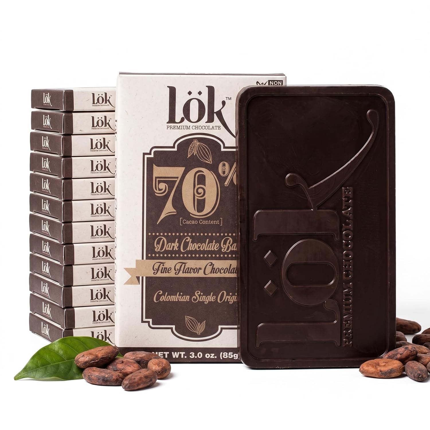 Lök Foods Dark Chocolate Bar 100% Cacao | Fair Trade, Kosher, Gluten Free, Vegan, Bean-to-Bar, Sugar-Free, No Sugar Alcohol, No Artificial Sweetener