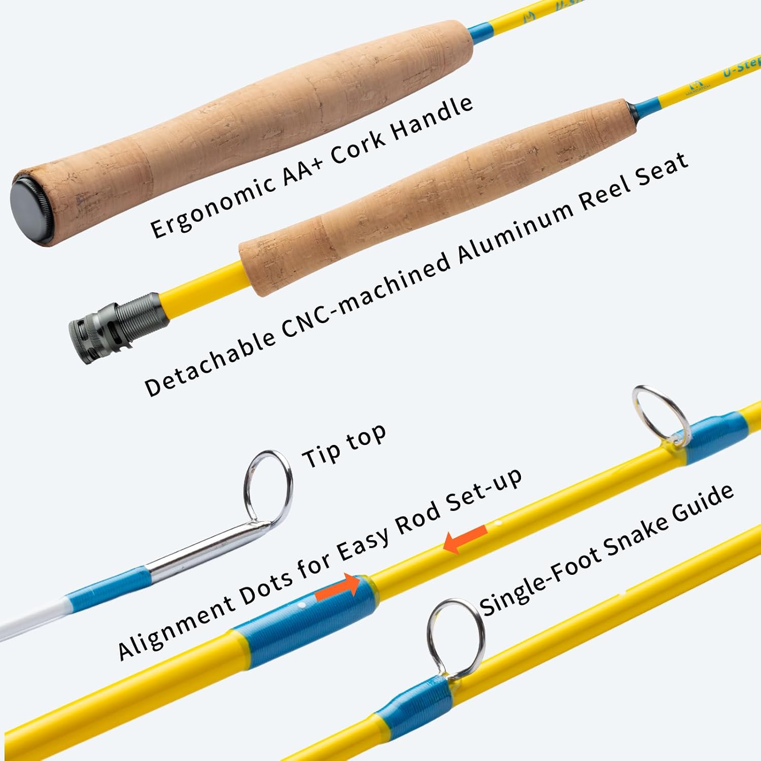 Maxcatch Practice Fly Fishing Rod, 4ft 2-Section, IM8 Graphite, with Detachable Reel Seat, 3 Color Lines, Trout-Shaped Target for Beginners