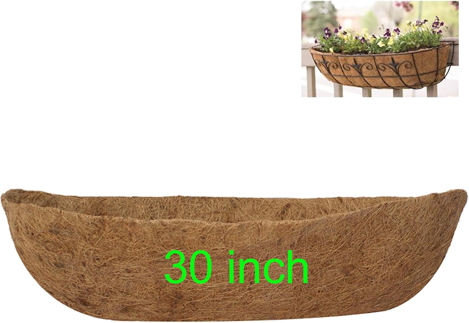 24 Inch Coconut Liners for Planters,Horse Trough Coco Liners for Window Box/Hanging Trough Planter