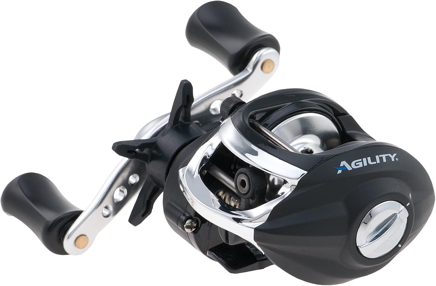 Shakespeare Agility Low Profile Baitcast Fishing Reel, Right Handle Position, Multi-Disk Drag System, Brass Drive and Pinion Gears