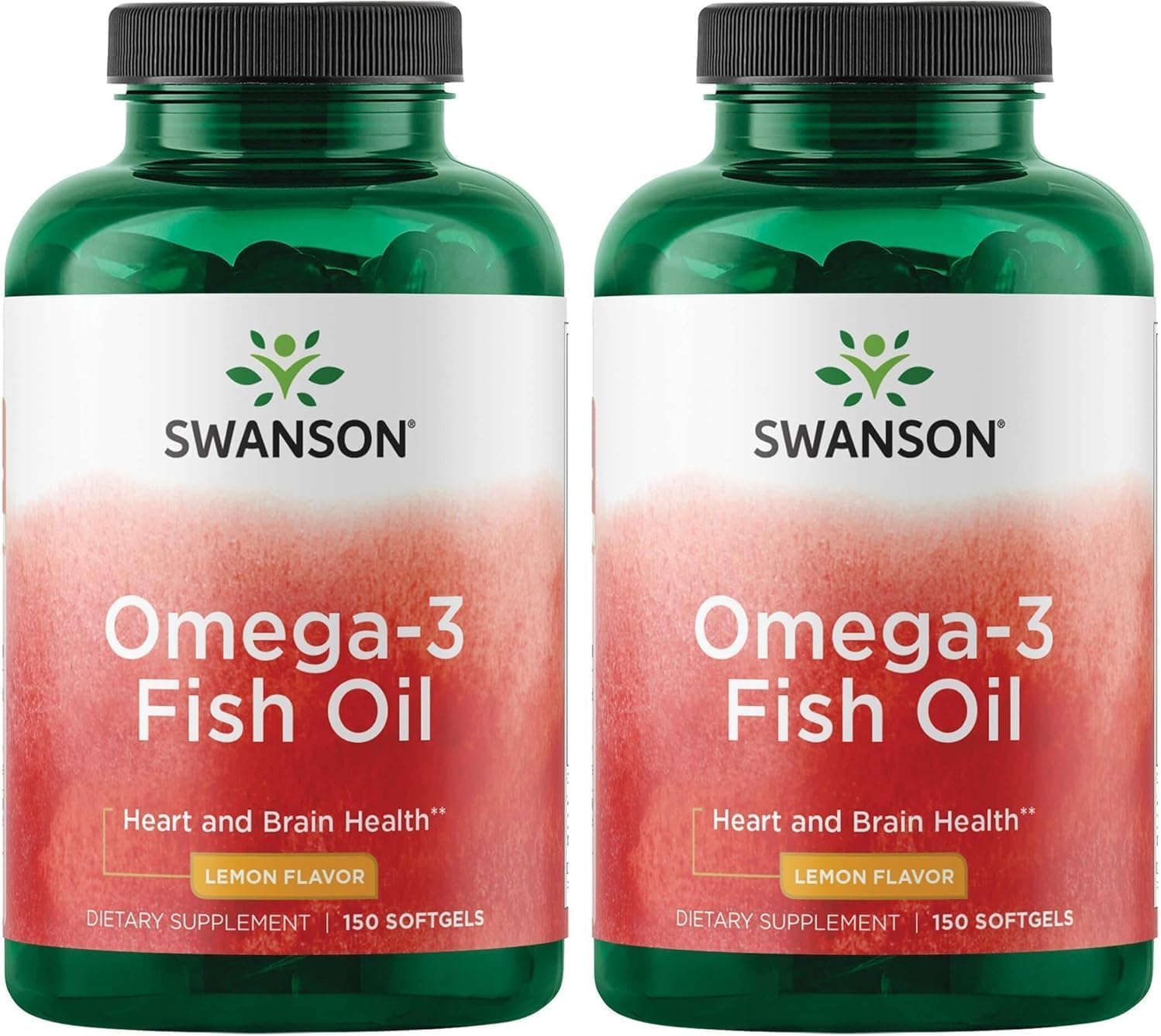 Swanson Omega-3 Fish Oil, 180 mg EPA + 120 mg DHA, 150 Softgels, Lemon | Heart, Brain, and Joint Support Supplement for Health-Conscious Adults, Provides Essential Fatty Acids EPA and DHA
