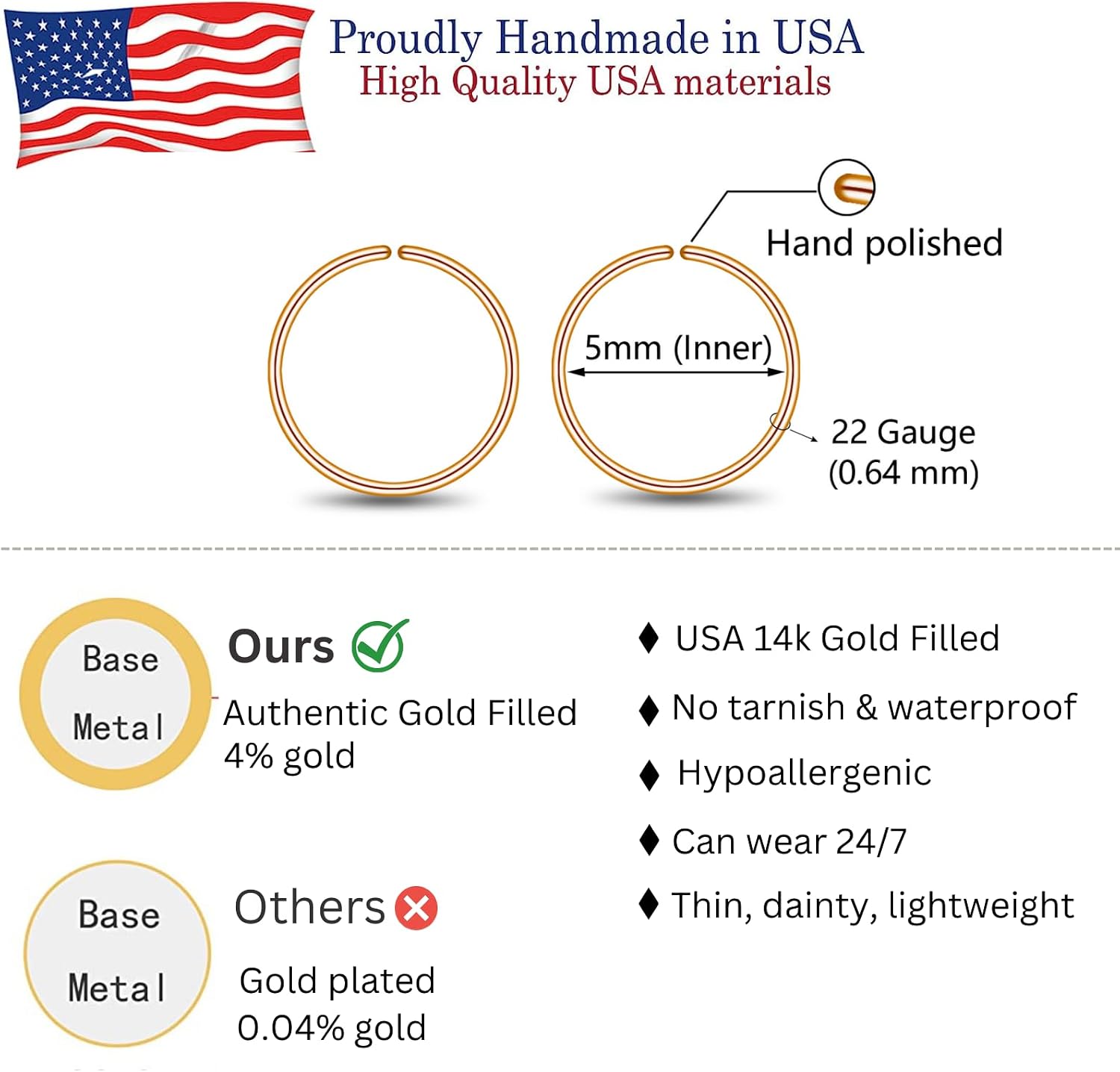 Small Gold or Sterling Silver Huggie Hoop Earrings for Women Cartilage Nose Helix Tragus