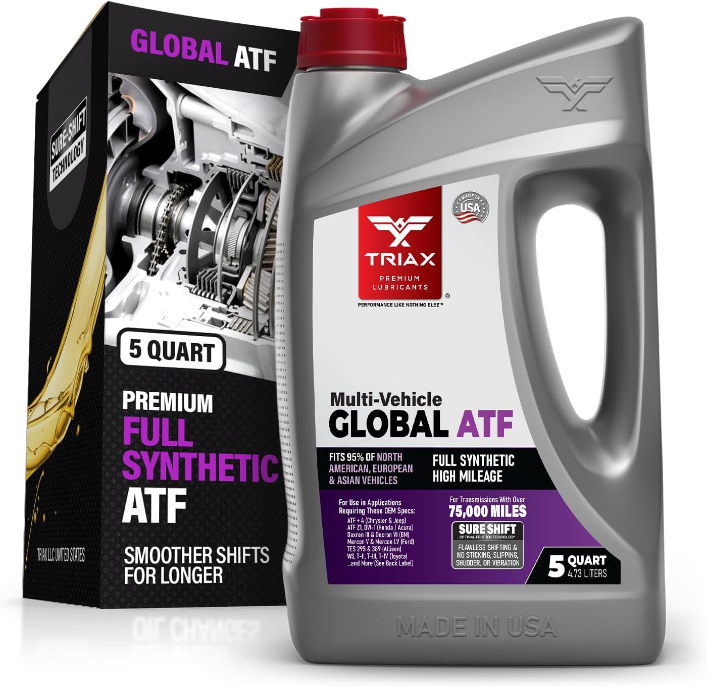 TRIAX Multi-Vehicle Global ATF Full Synthetic | Compatible with Honda DW-1, Dexron III & VI, Mercon V, Nissan Matic, ATF +4, TES 295 & More | OEM Grade Automatic Transmission Fluid (1 Quart)