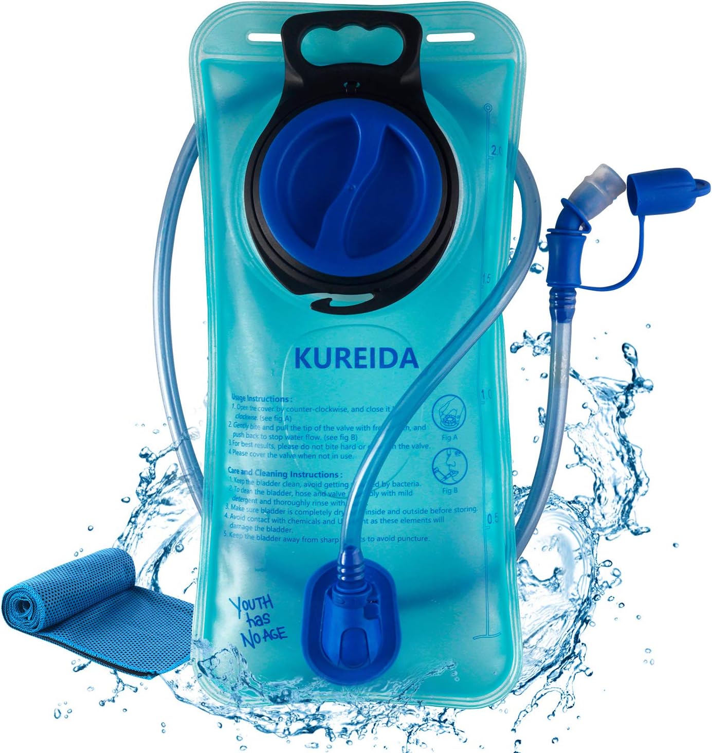 KUREIDA Hydration Bladder 2L-3L, Leak Proof Water Reservoir, BPA Free, Wide Opening