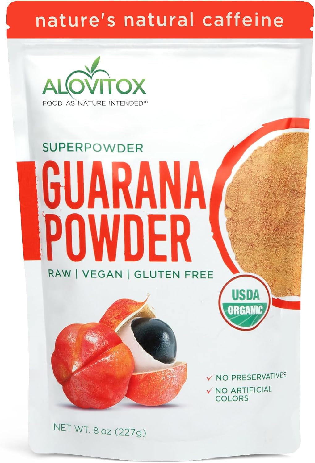 Guarana Seed Powder Extract: USDA Organic, 65mg Caffeine/Serving | Raw, Vegan, Non-GMO, Gluten-Free Superfood, Boosts Energy Naturally