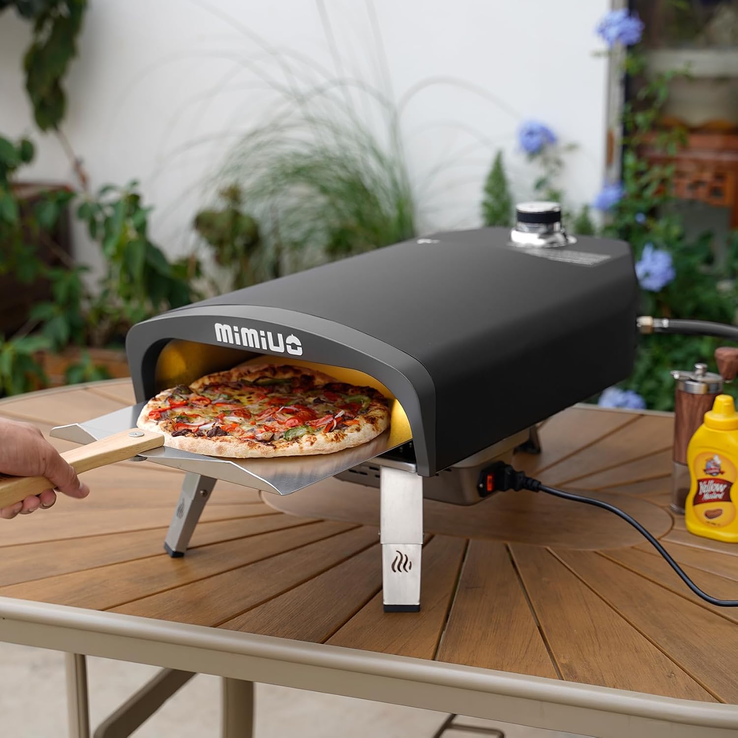 Mimiuo 12" Gas Pizza Oven Outdoor 33Lbs – 60S Bake, w/Stone, Peel & Cover