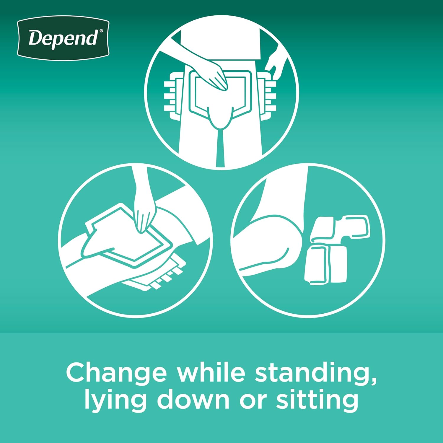 Depend Adult Diapers with Tabs, Incontinence Protection with Tabs, Unisex, Small/Medium (19–34" Waist, Up To 170 lbs), Maximum Absorbency, 60 Count (3 Packs of 20)