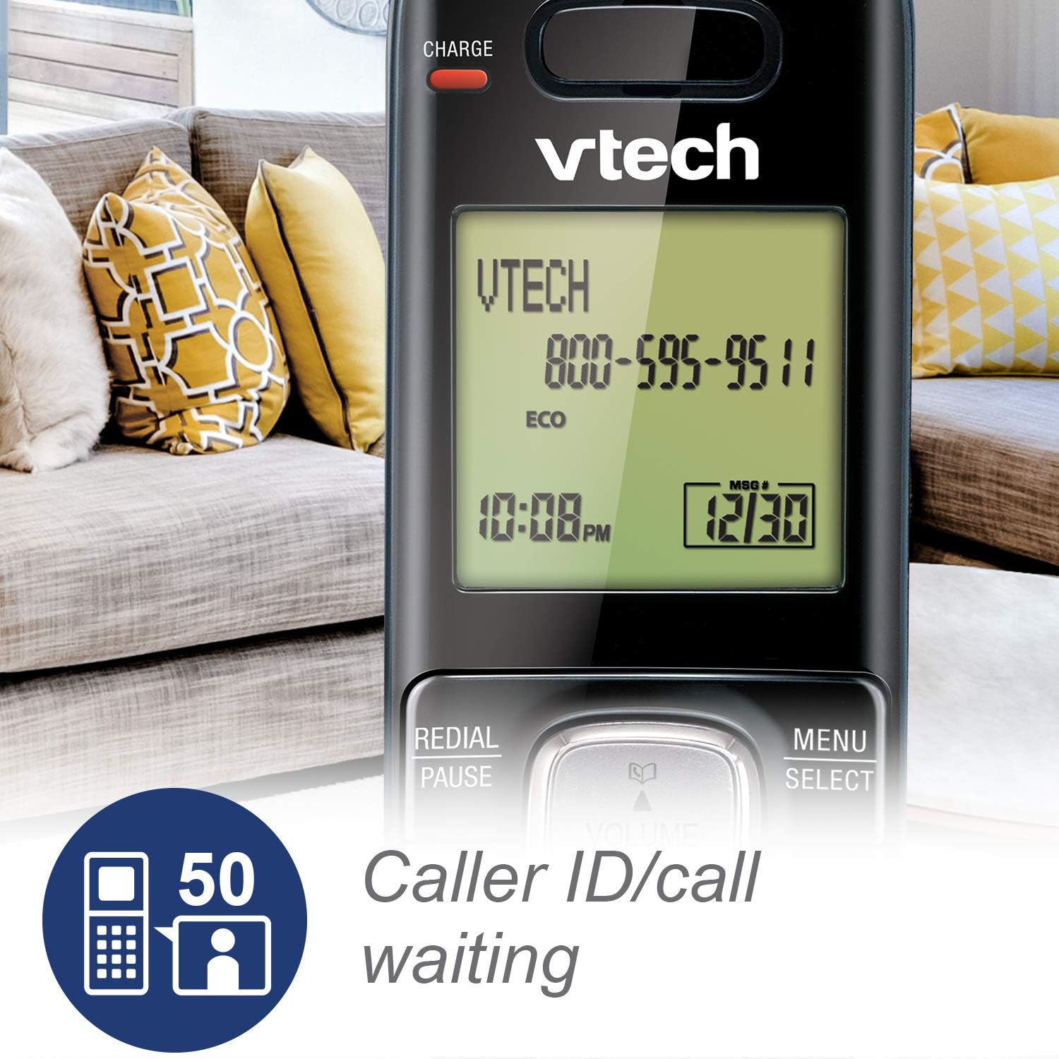 VTech CS6719-2 2-Handset Cordless Phone with Caller ID/Call Waiting, Handset Intercom & Backlit Display/Keypad, Silver