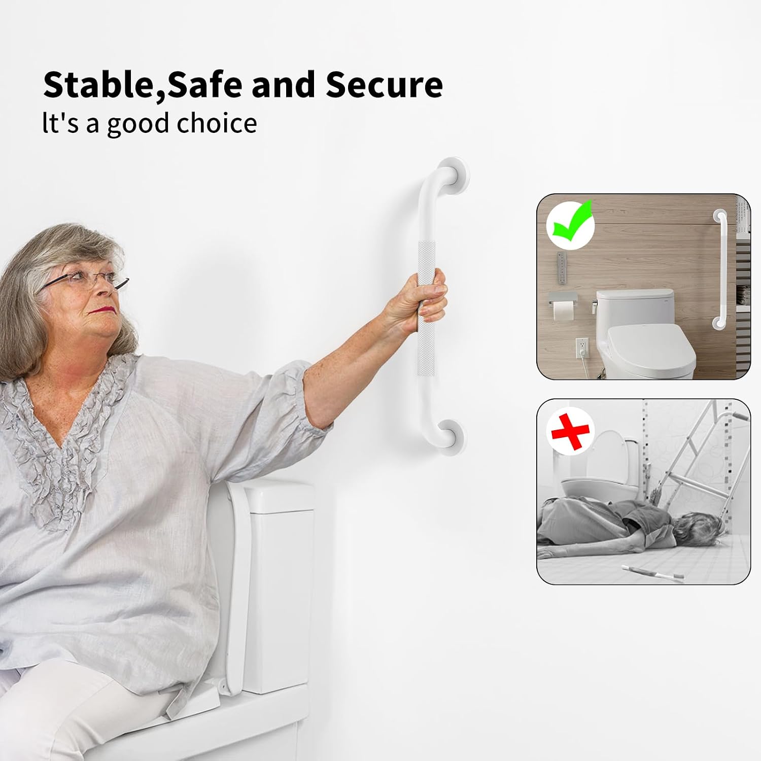 Munzong 3 Pack Commercial Handicap Grab Bars 18" 36" 42" Brushed Nickel | Bathroom Grab Bar for Shower 1.25" Diameter Anti Slip Bathroom Balance Bar Safety Hand Rail for Elderly Injury Senior