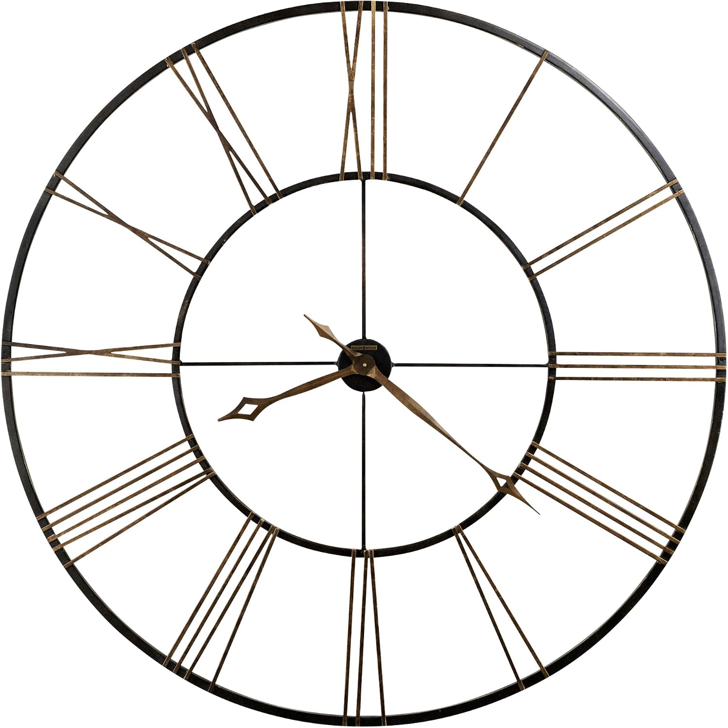 Howard Miller Postema Gallery Wall Clock | Wrought Iron Black Finish | Oversized Analog Clock with Roman Numerals | Quartz Movement | for Bedroom