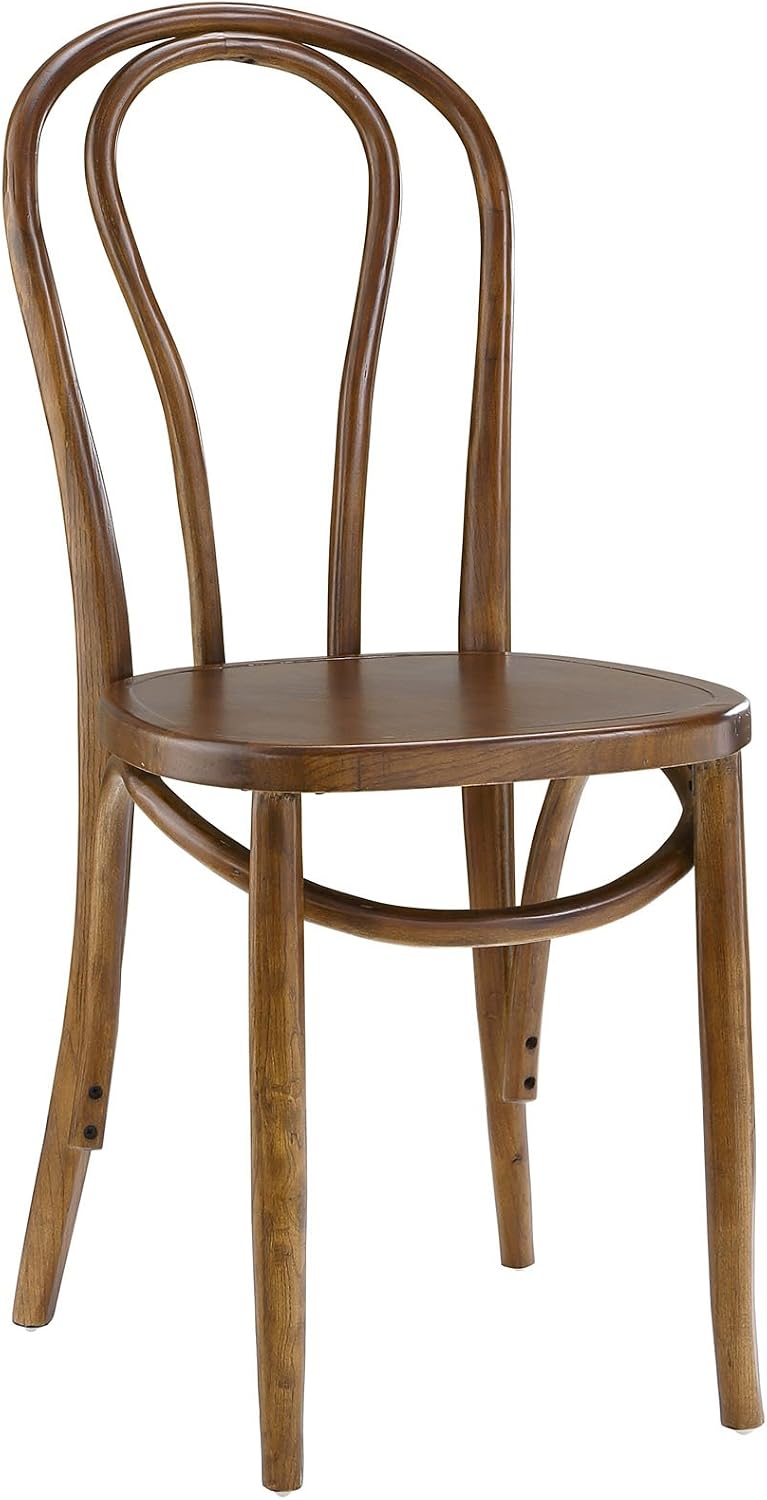 Modway Eon Natural Elm Wood Kitchen and Dining Room Chair in Black - Fully Assembled
