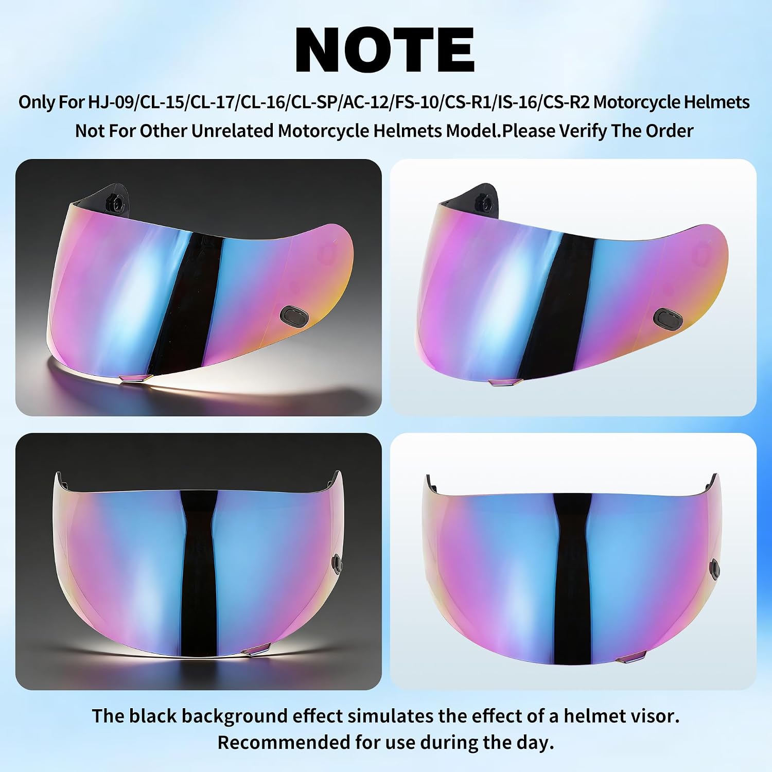 VCOROS Motorcycle Helmet Face Shield Visor Repalcement for HJ-09 CL-15 CL-17 CL-16 CL-SP AC-12 FS-10 CS-R1 IS-16 CS-R2 Shield (Smoke)
