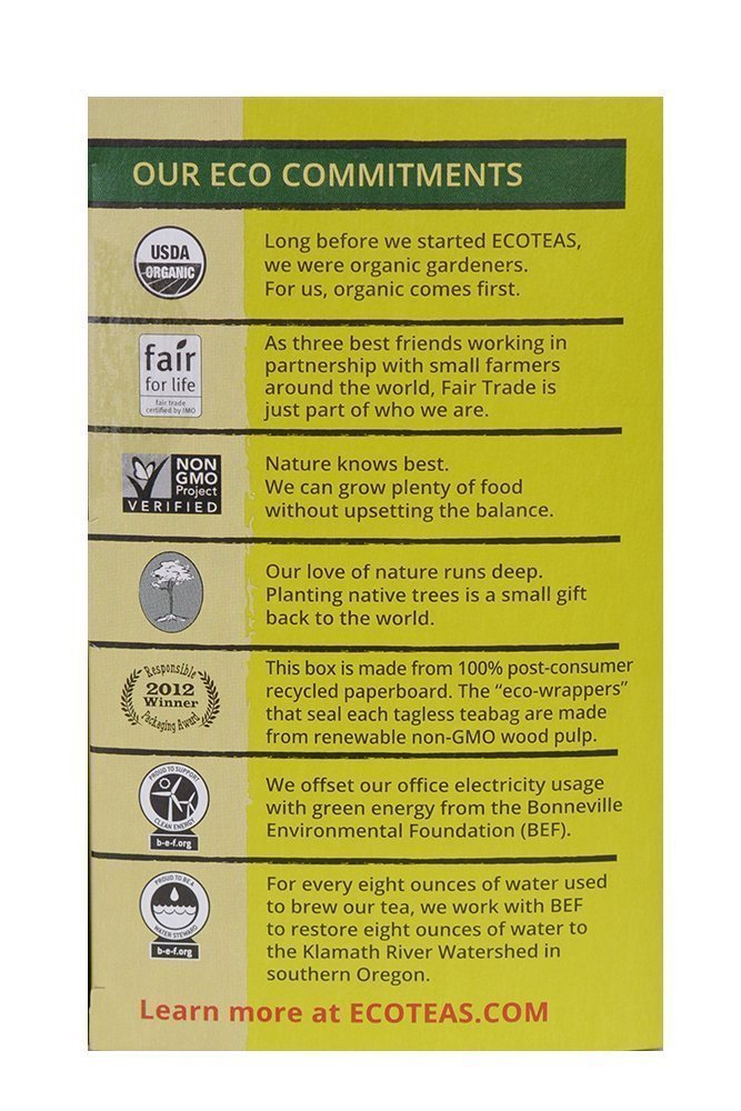 ECOTEAS Organic Yerba Mate Unsmoked Tea 24 Bags (Pack of 3)
