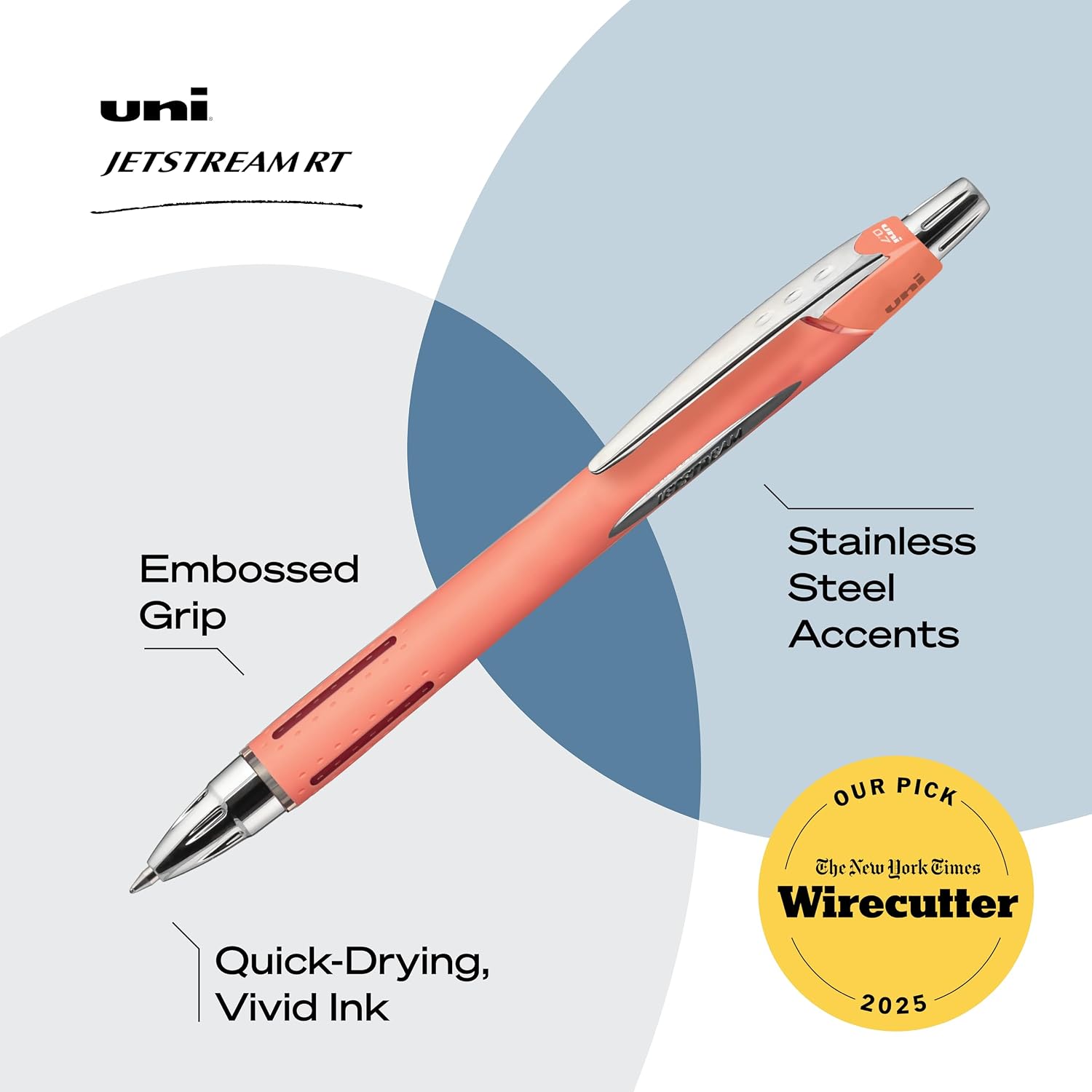 uniball™ Jetstream RT Ballpoint Pens, Black Ink, 0.7mm Fine Point, 3 Count | Retractable, Smooth Writing, Quick-Drying, Smear-Resistant, uni Super Ink™