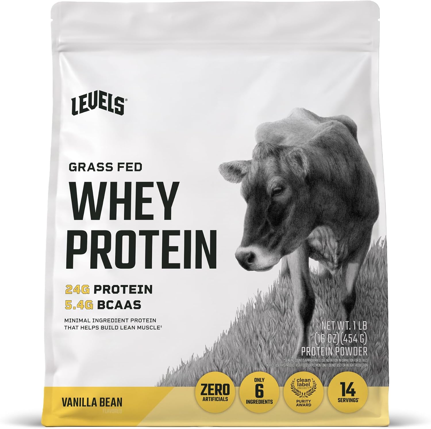 Levels Whey Protein Powder, No Artificial Ingredients, Pure Chocolate, 5LB | 24G of Protein, 5.4G BCAAs, Clean Ingredients, Hormone Free Dairy, No Fillers, No Added Sugar, No Junk