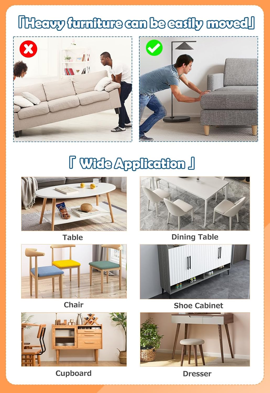 Teflon Furniture Sliders, 20pcs 1inch Square Furniture Glides with Nail for Carpet Tile Hardwood (Grayish Blue)
