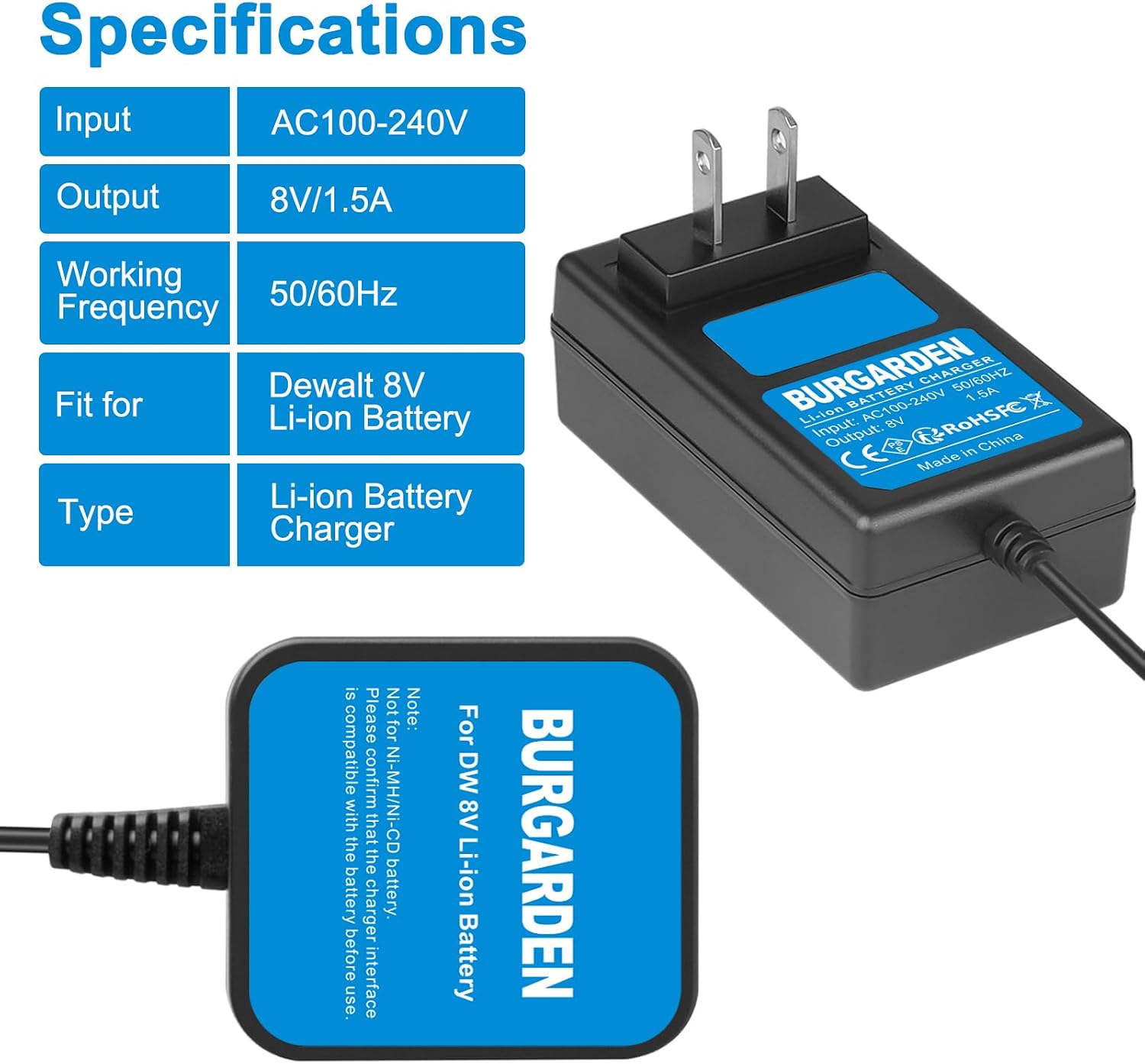 8V Charger Compatible with Dewalt DCB080 DCF680N1 | DW4390 DCF682 DCF680N2 DCF680G2 DCB095 Fit for Dewalt 8v Pod Style Li-Ion Battery