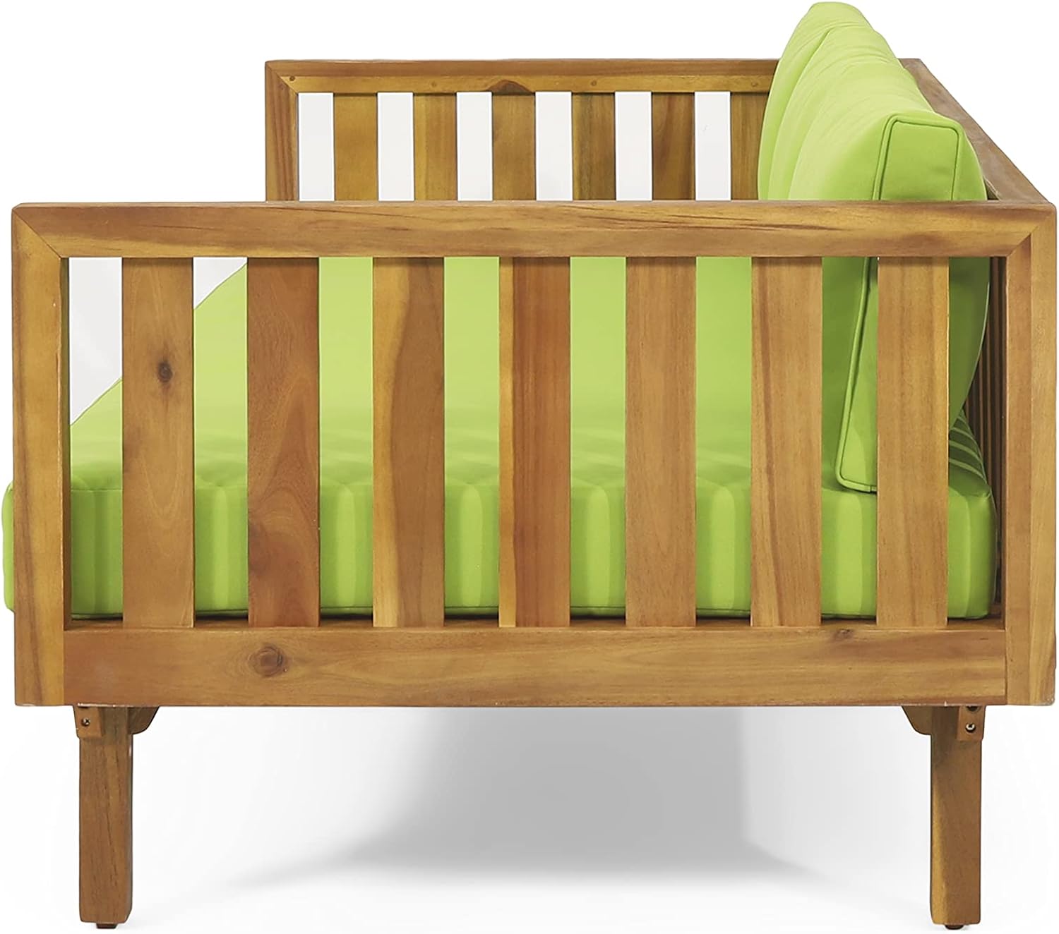 Christopher Knight Home Tina Outdoor 3 Seater Acacia Wood Daybed, Teak Finish, Light Grey