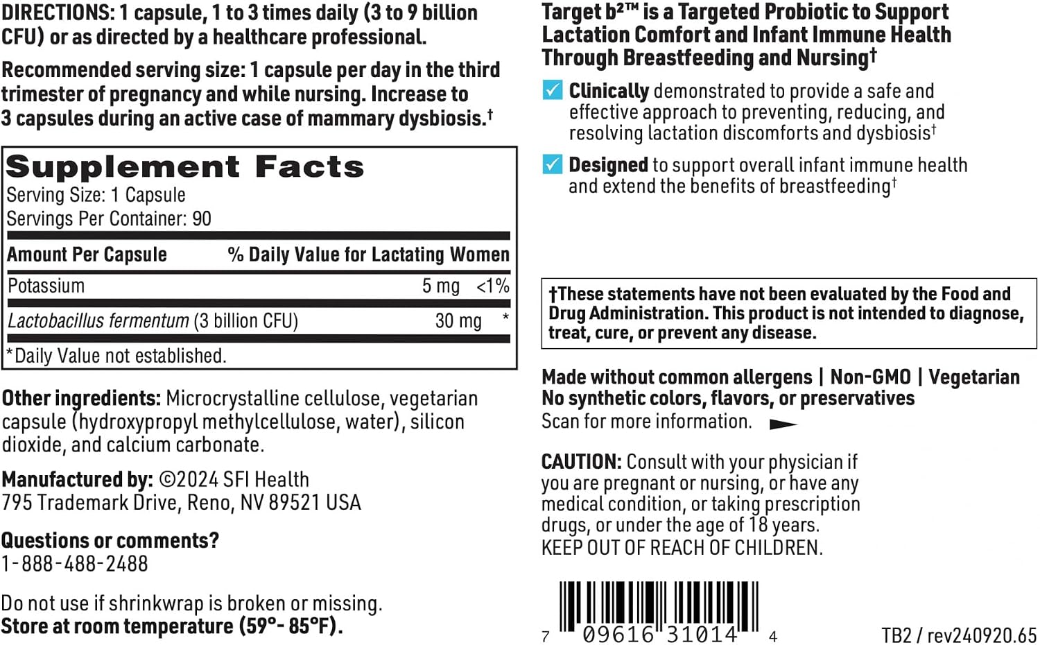 Klaire Labs SFI Health Ther-Biotic Target B2, 90 Capsules