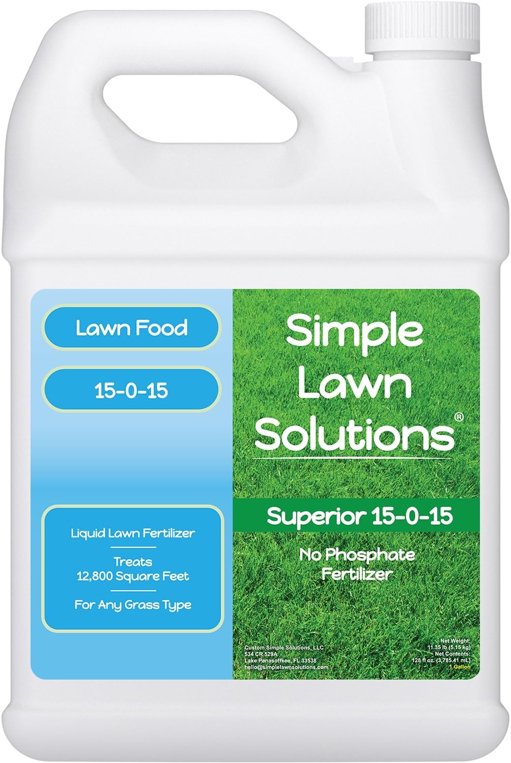 Superior 15-0-15 Liquid Lawn Fertilizer - Lawn Food for Growth & Green - Nitrogen, Potassium, Humic, Fish & Seaweed - Any Grass Type- Simple Lawn Solutions - All Season- Attached Sprayer (32 Ounce)