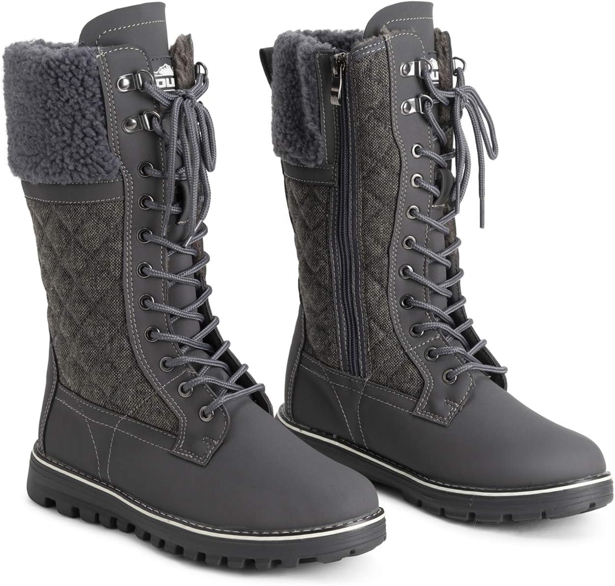 POLAR Womens Faux Fur Warm Thermal Waterproof Outdoor Walking Snow Winter Rubber Sole Calf Boots
