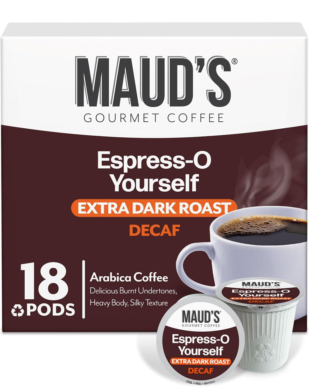 Maud’s Decaf Dark Roast Coffee Pods, 100ct | Decaffeinated Coffee in Single Serve Pods – Compatible with Keurig Coffee Makers