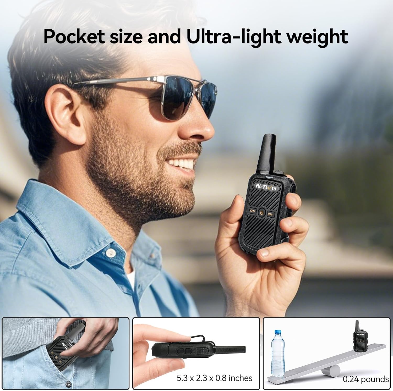 Retevis RT15 Walkie Talkies 3 Pack, Birthday Gift, Outdoor Adventure Kit | Durable, Lightweight, VOX, Key Lock, Mini Walkie Talkies for Adults, School Family Outdoor Travel Camping Hiking