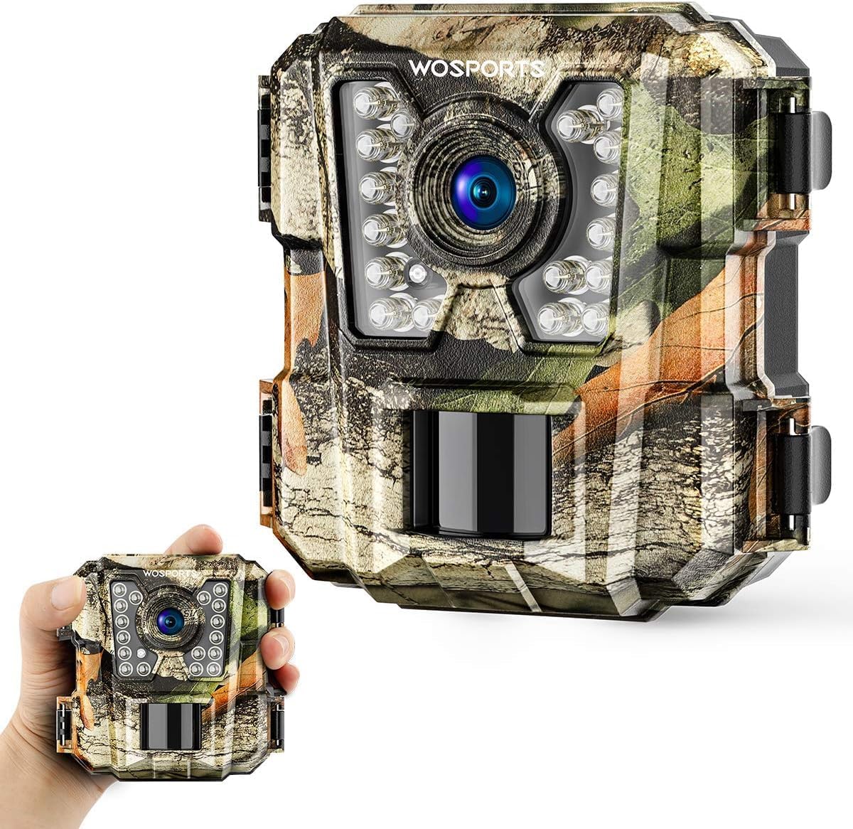 WOSPORTS Mini Trail Camera,30MP 1080P HD Game Camera Motion Activated with IR Night Vision Waterproof Video Deer Cam for Outdoor Wildlife Monitoring