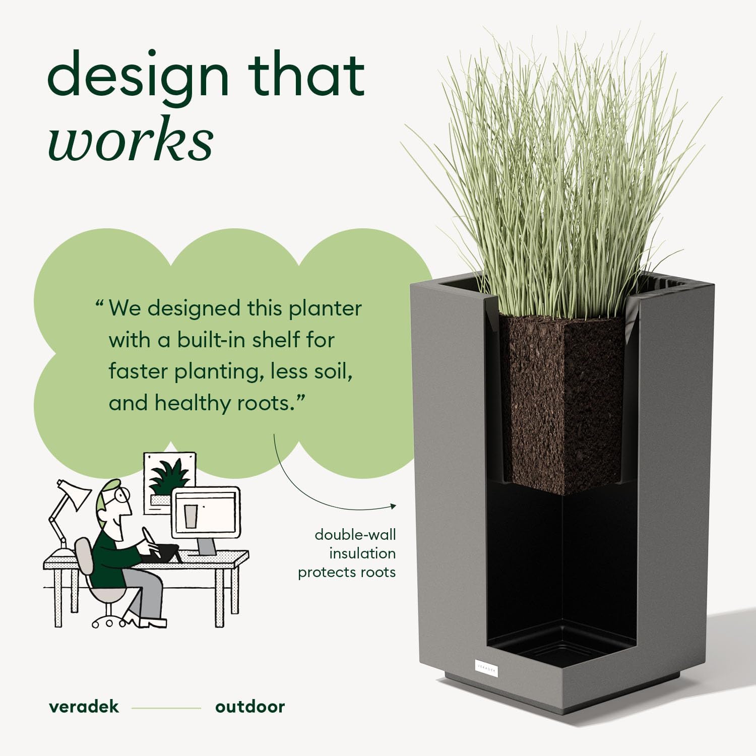 Veradek Block Series Pedestal Planter - Tall Rectangular Outdoor Planter | Made From Durable Plastic Featuring a Removable Insert Bucket. Modern Porch/Patio Décor for Plants and Flowers