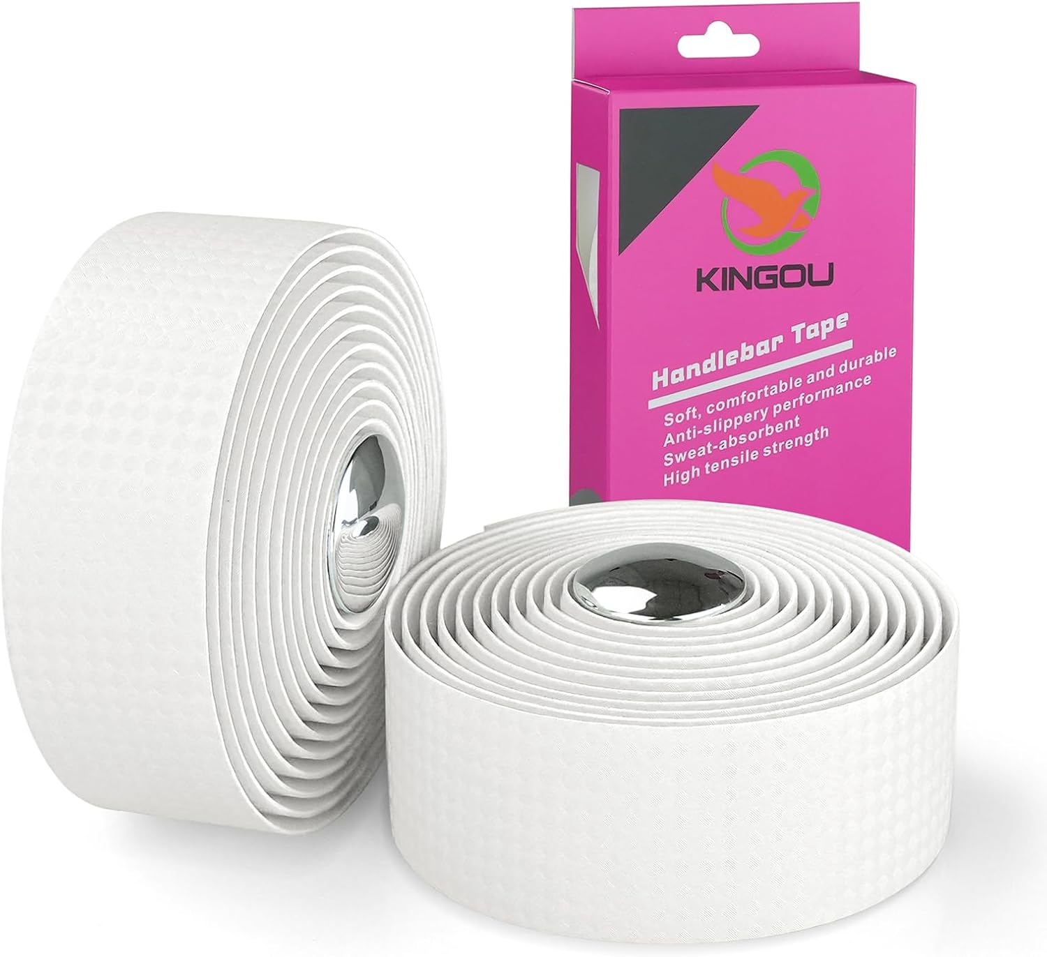 KINGOU Carbon Fiber PU Leather Road Bike Handlebar Tape Bar Tapes - 2PCS Per Set