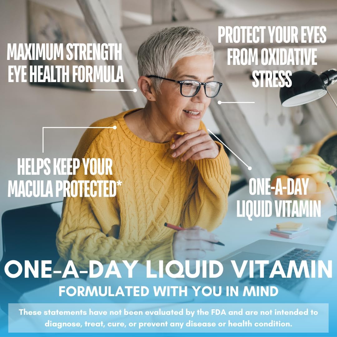 Liquid 20-20 Vision Support | AREDS 2 Based Eye Vitamin Formula w/20mg Lutein, 4mg Zeaxanthin, Vitamin A, C, E
