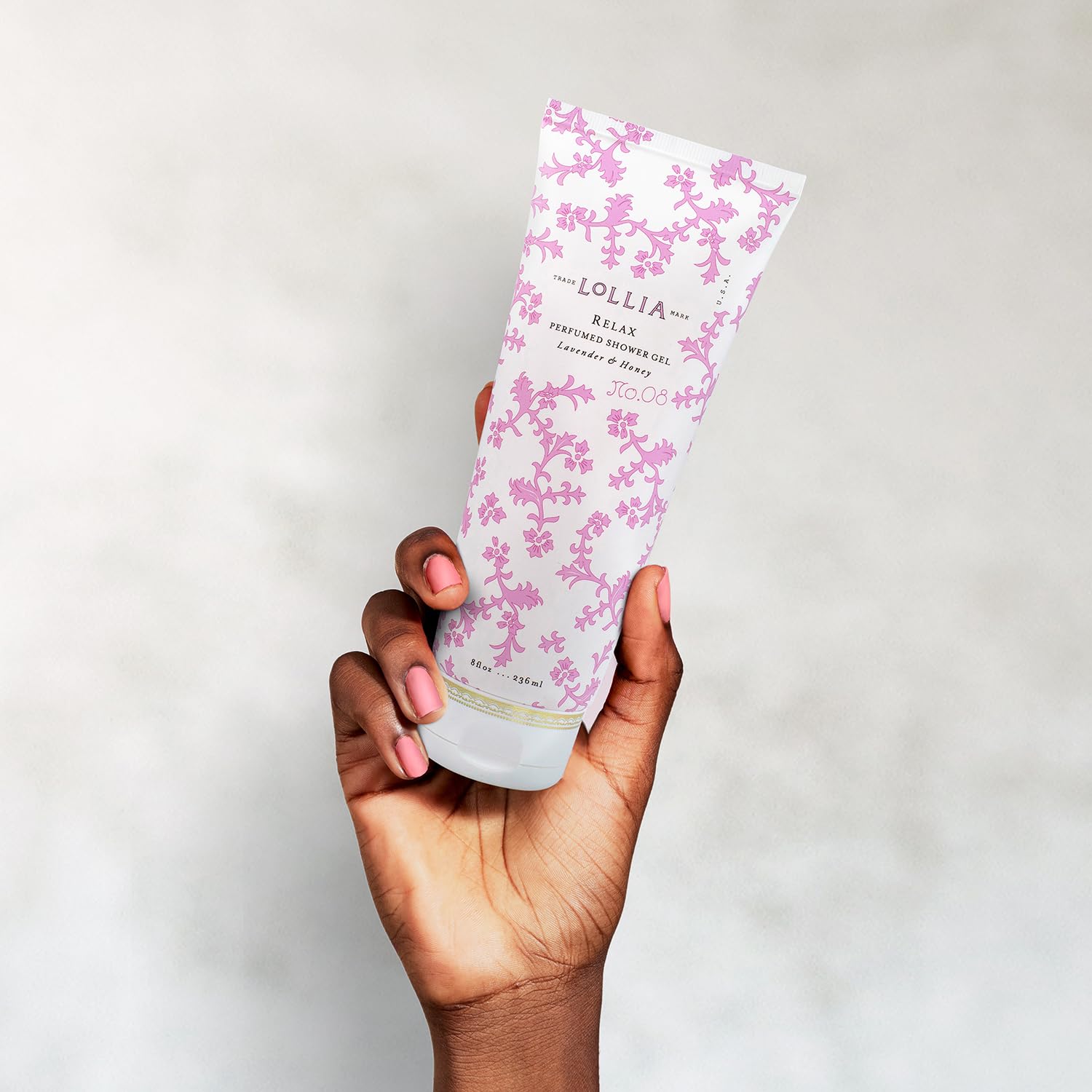 LOLLIA Wish Shower Gel, 8 fl oz, Vanilla Bean, Rice Flower, Jasmine Leaves, & Sugar Cane, Luxury Shea Moisture Hydrating Women's Body Wash, Delicate & Relaxing Scented Bath Soap for Self Care
